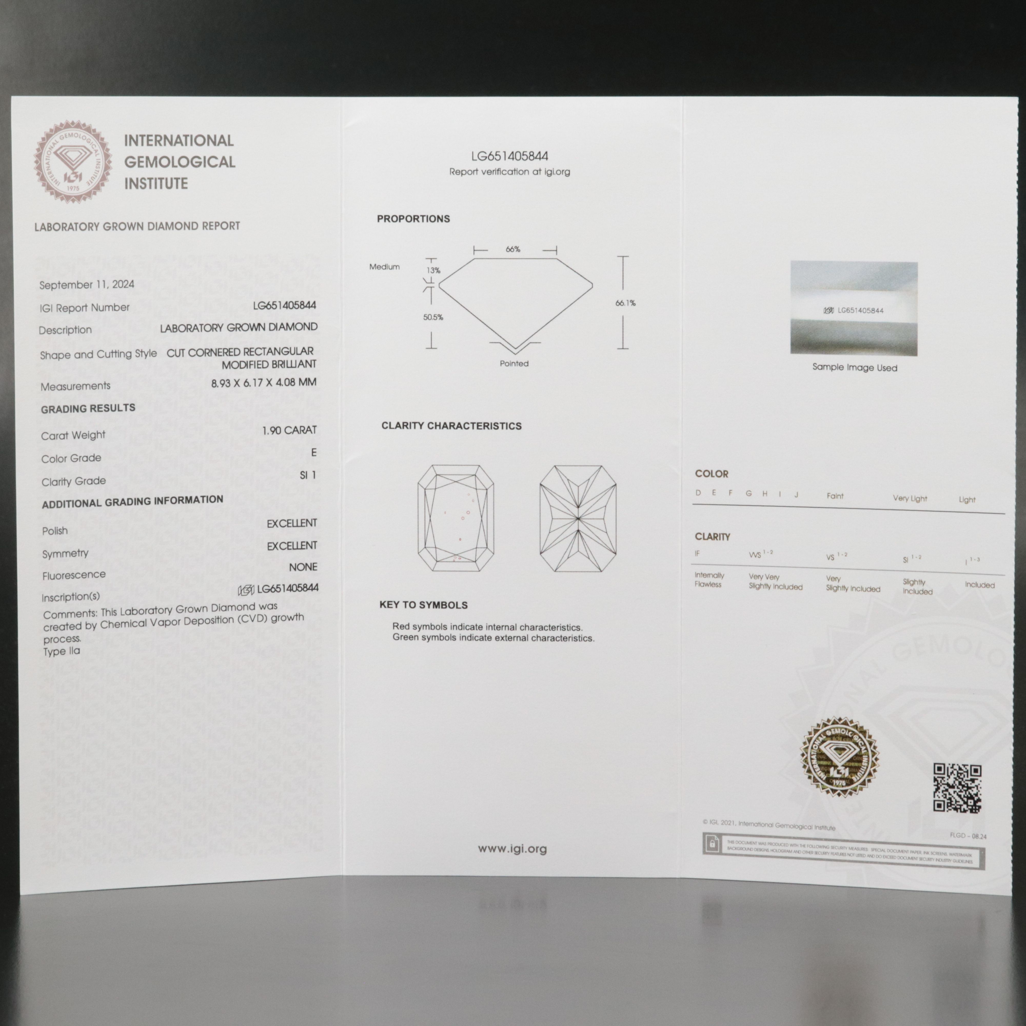 Loose 1.90 CT Lab Grown Diamond with IGI Report