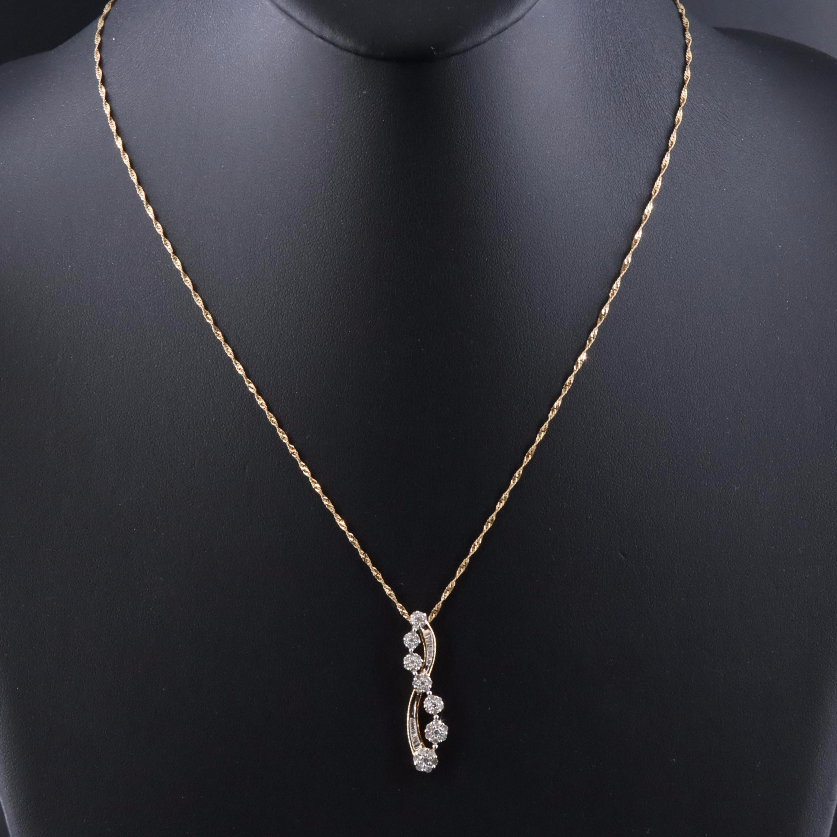 14K 0.57 CTW Diamond Pendant Necklace