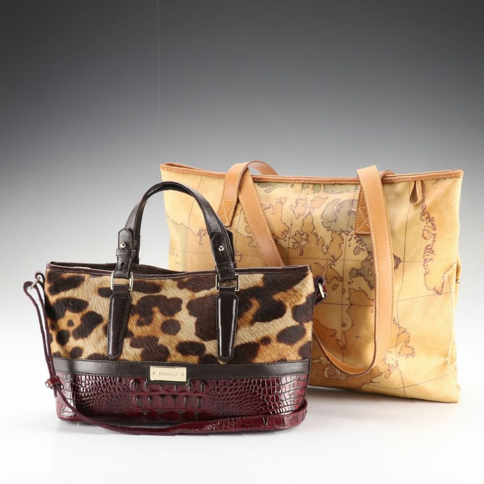 Brahmin Printed Pony Hair & Crocodile Leather 2Way Satchel, Alviero Martini Tote