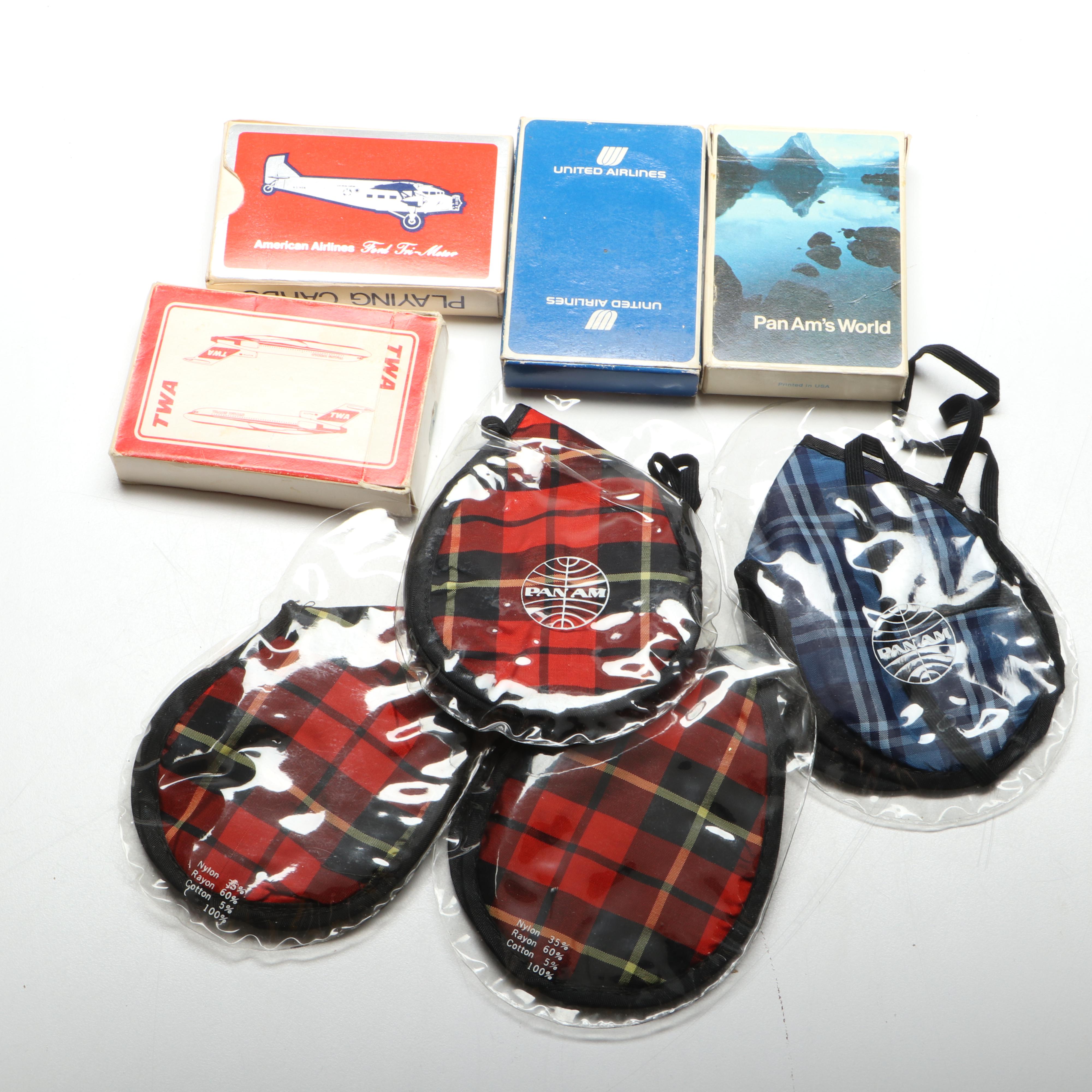 Pan Am Vintage Bags with Playing Cards and Other Collectibles