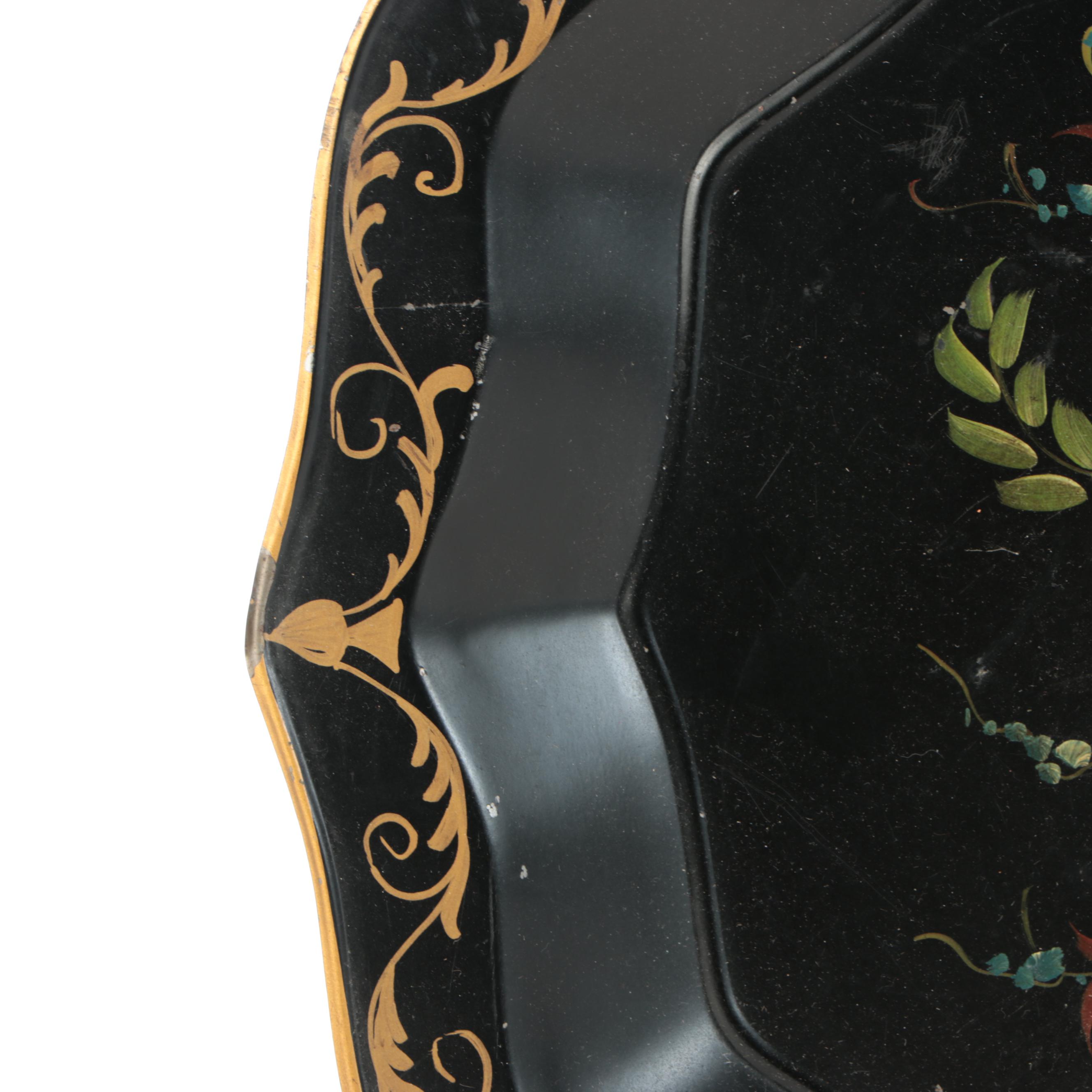 Hand-Painted Floral Toleware Tray