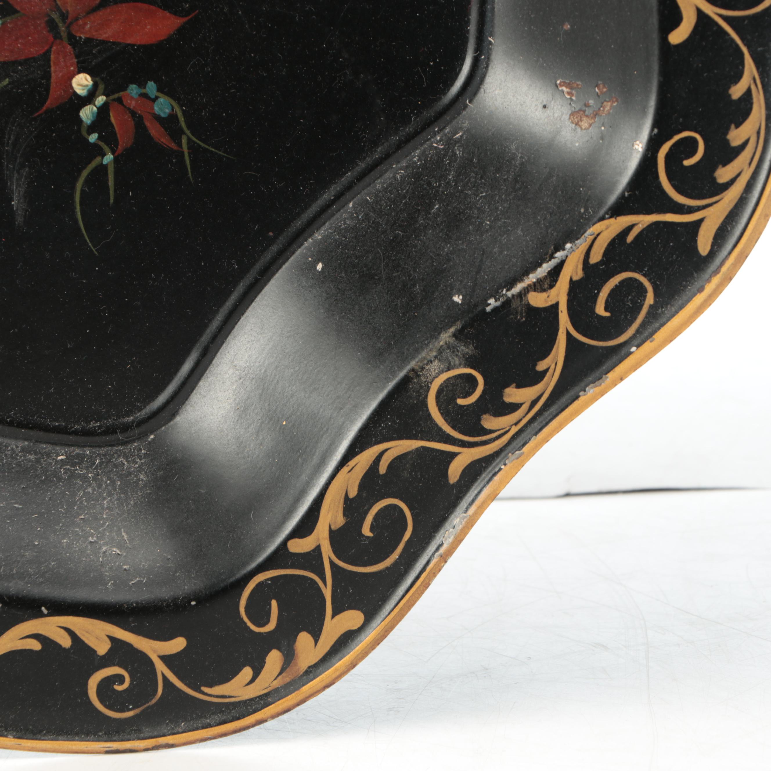 Hand-Painted Floral Toleware Tray