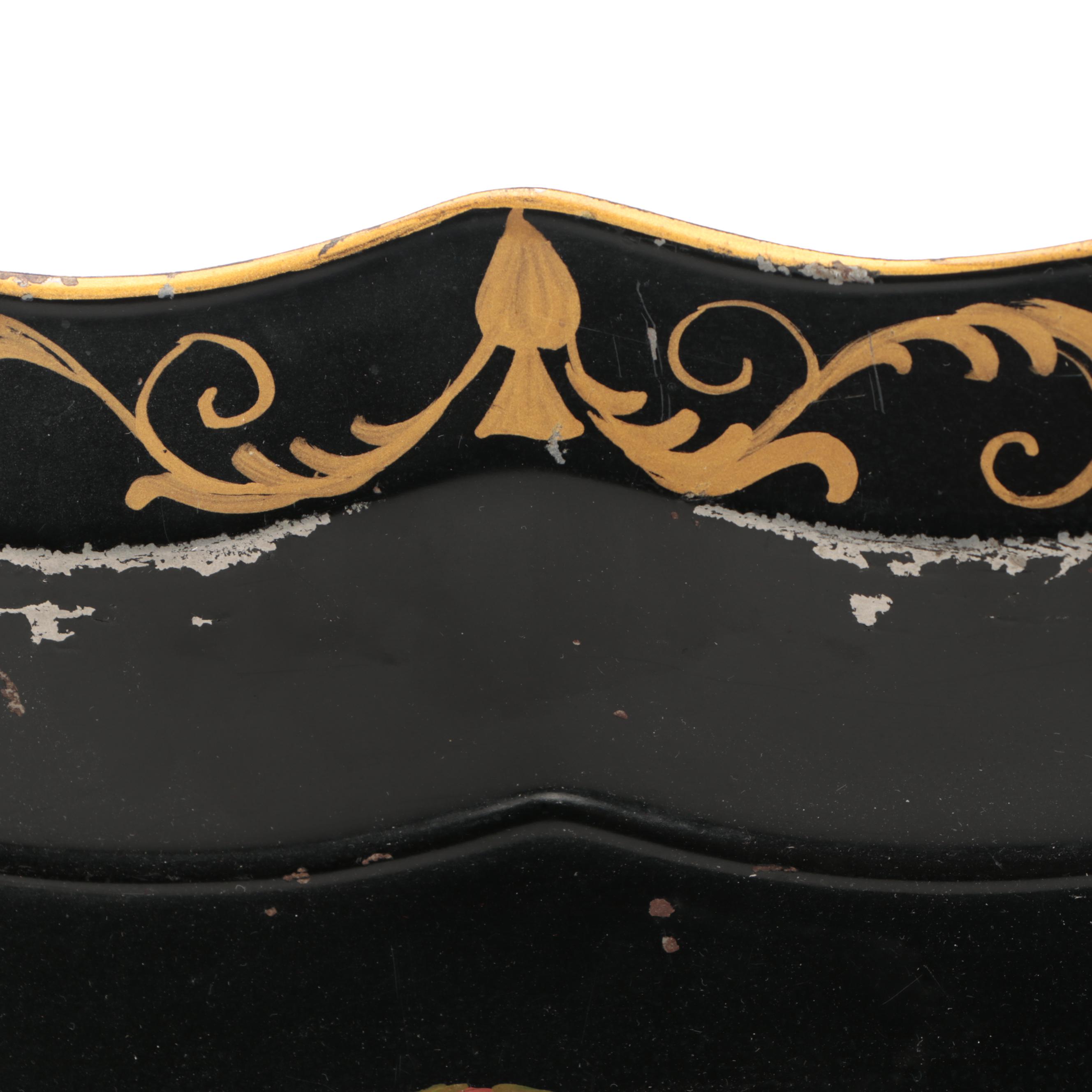 Hand-Painted Floral Toleware Tray