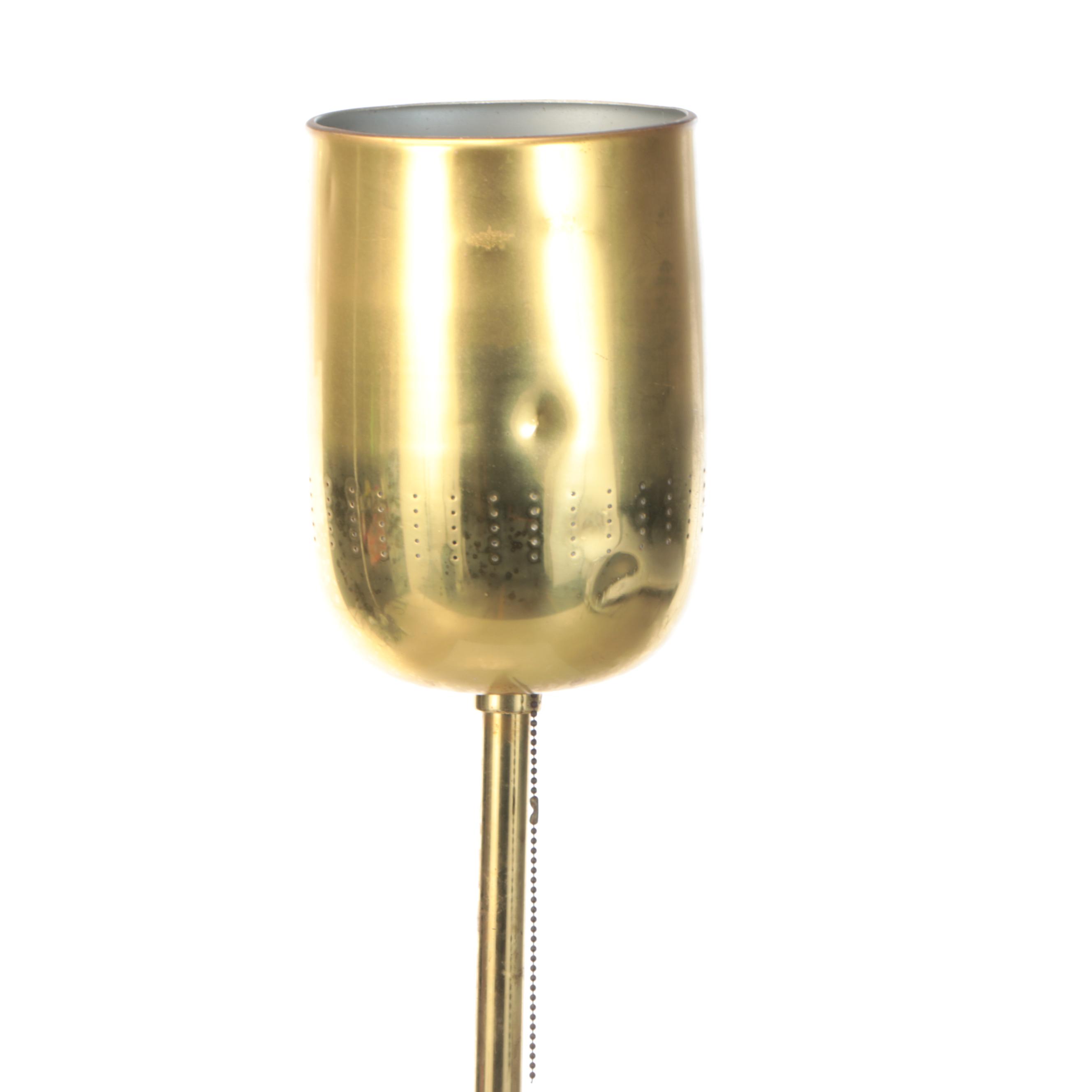 Mid Century Modern Brass Finish Torchiere Floor Lamp