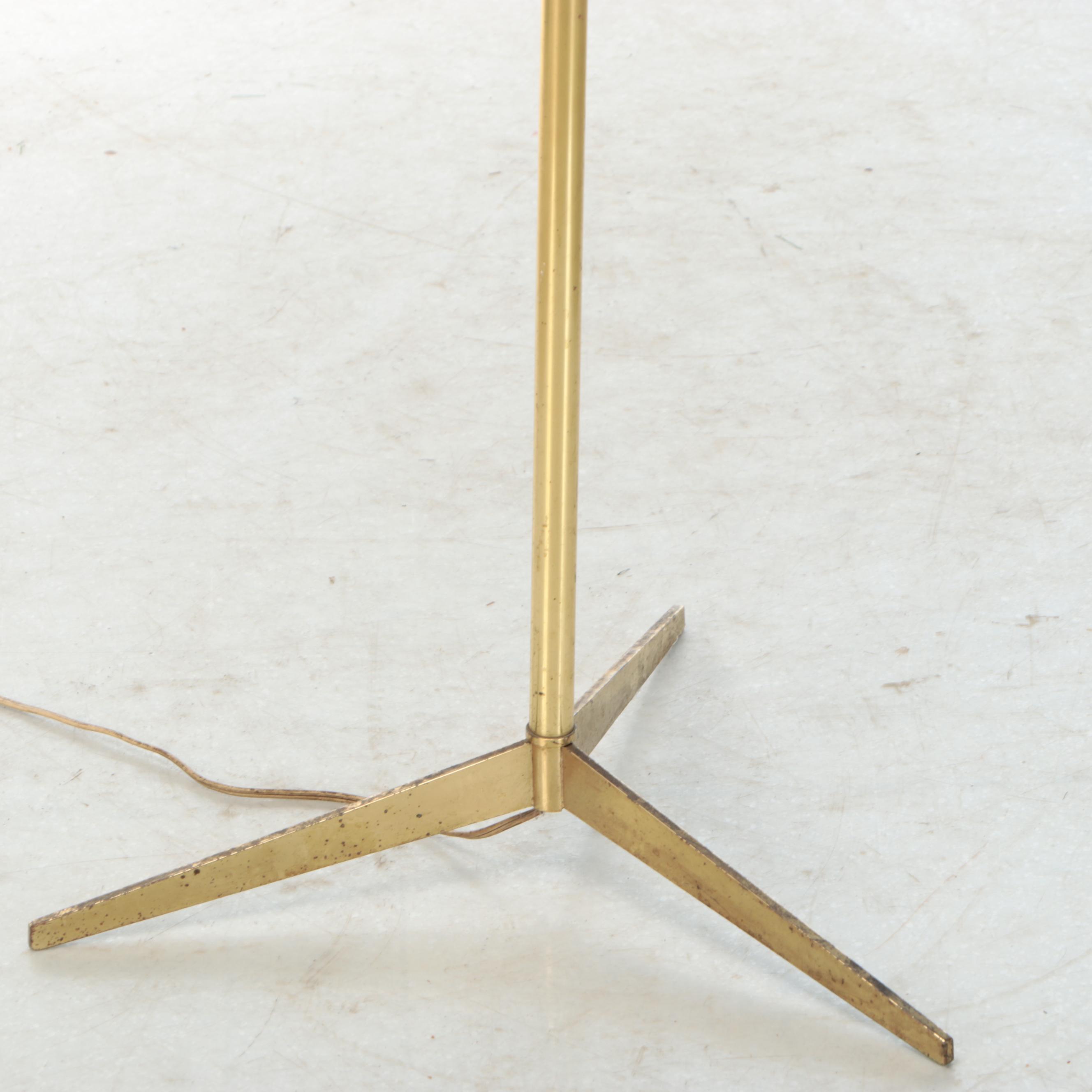 Mid Century Modern Brass Finish Torchiere Floor Lamp