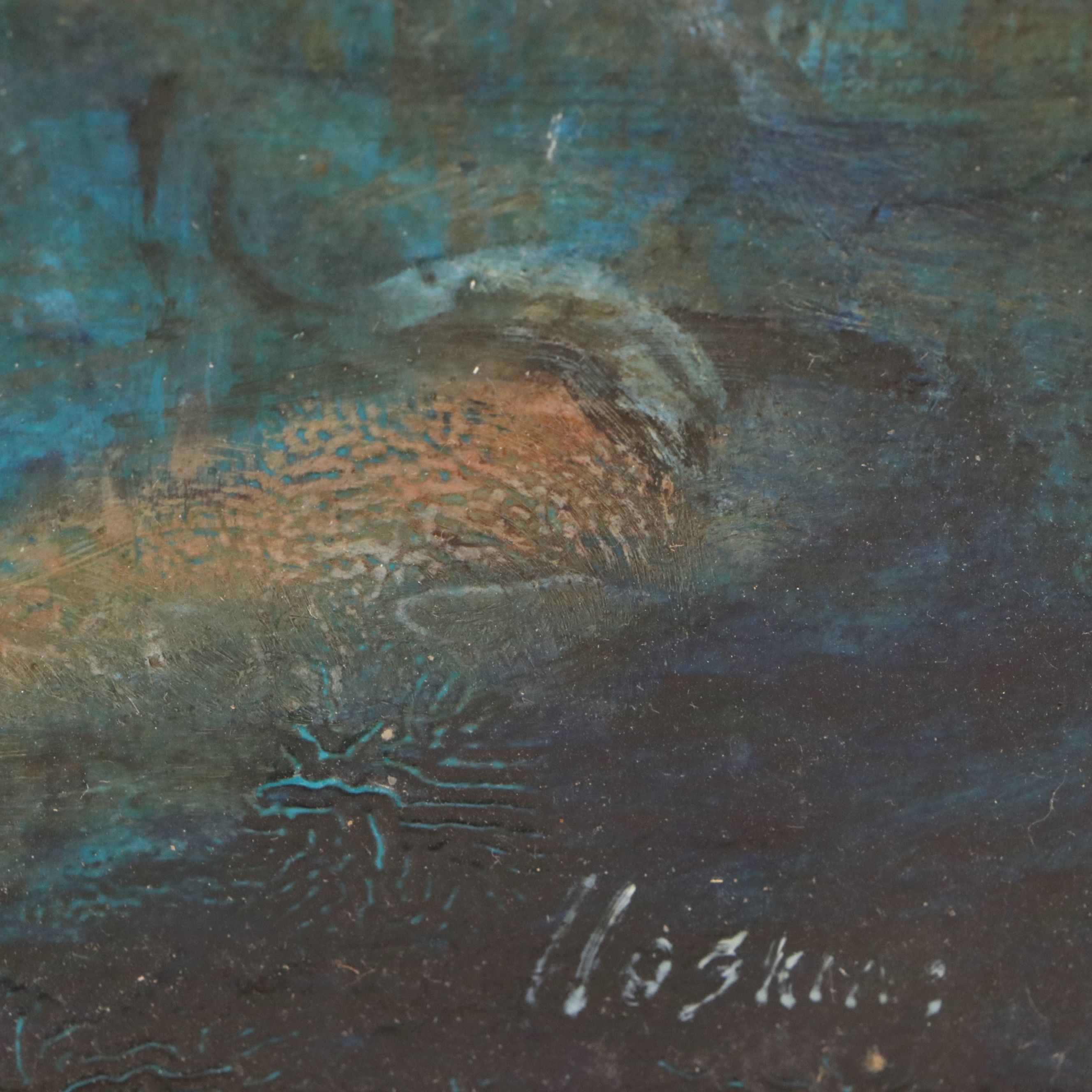 Oil Painting of Two Children Holding White Dove