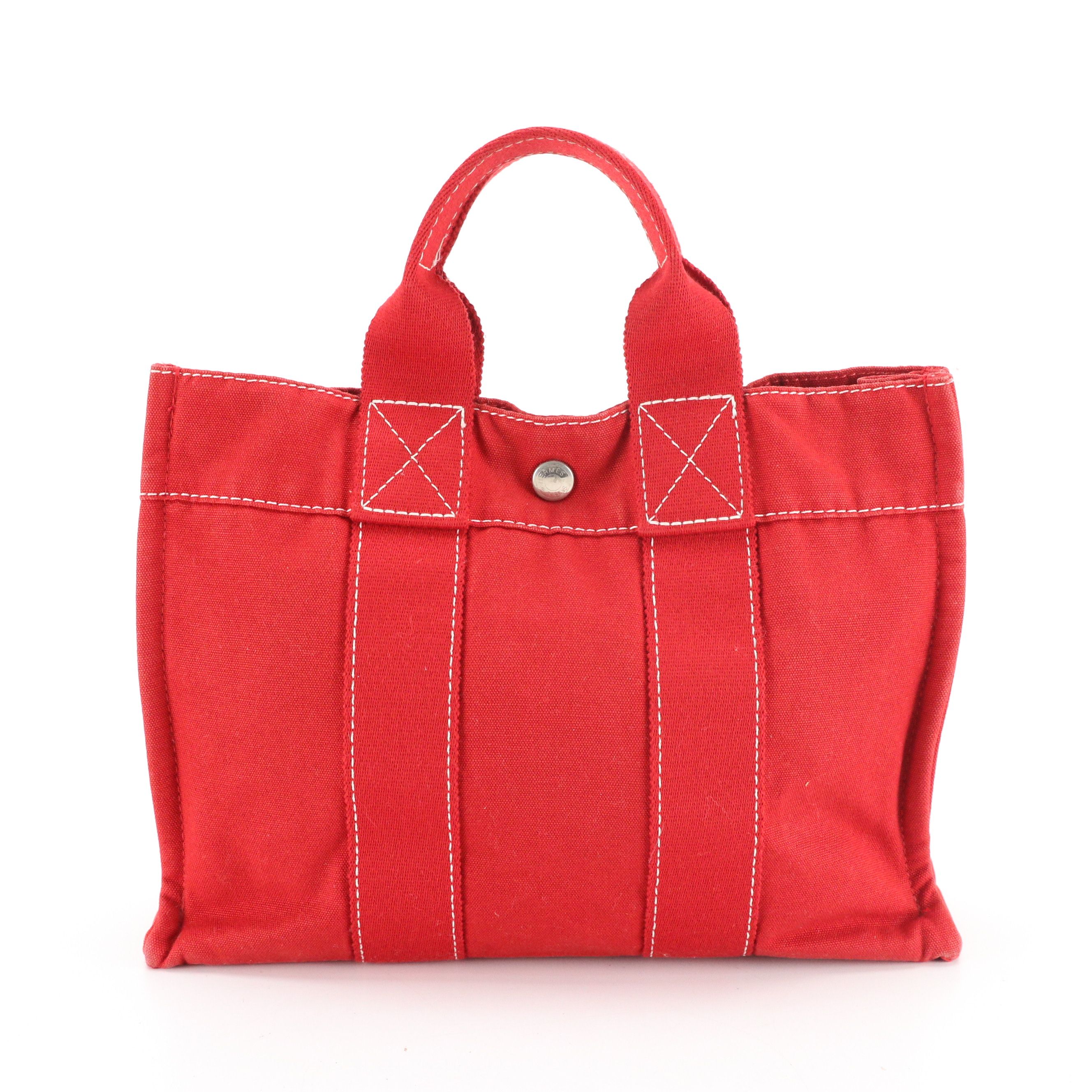 Hermès Fourre-Tout PM in Red Cotton Canvas