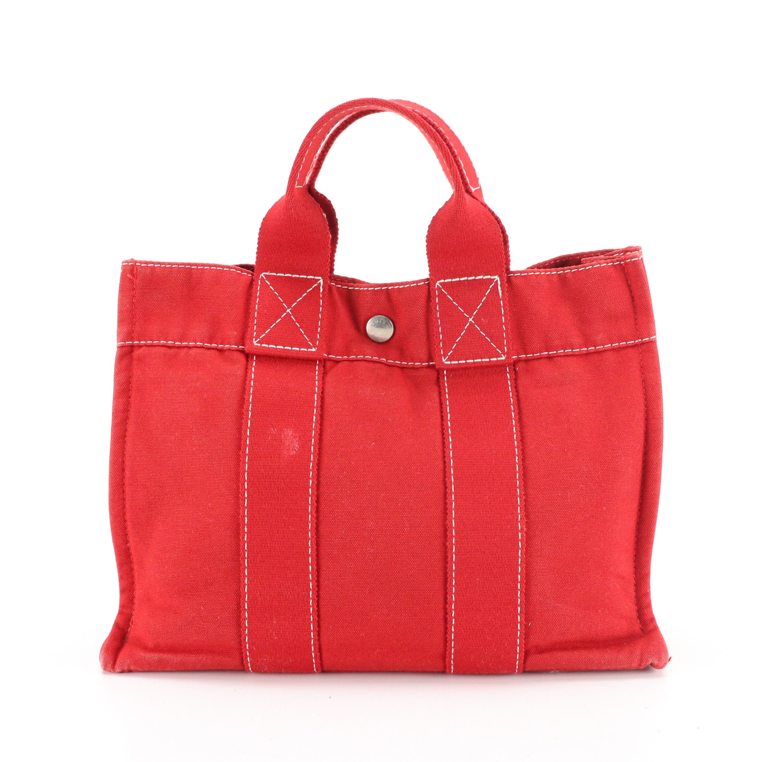 Hermès Fourre-Tout PM in Red Cotton Canvas