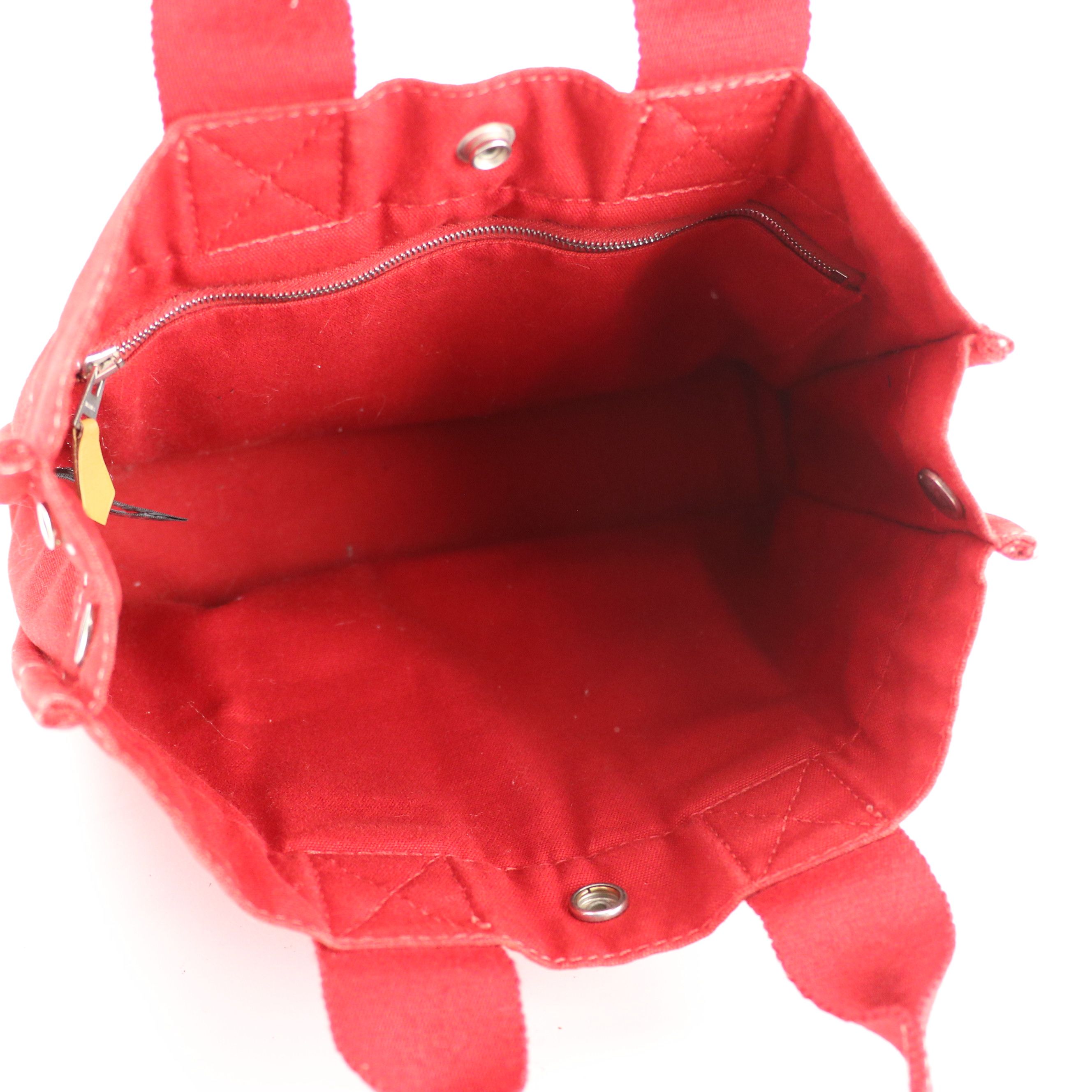 Hermès Fourre-Tout PM in Red Cotton Canvas