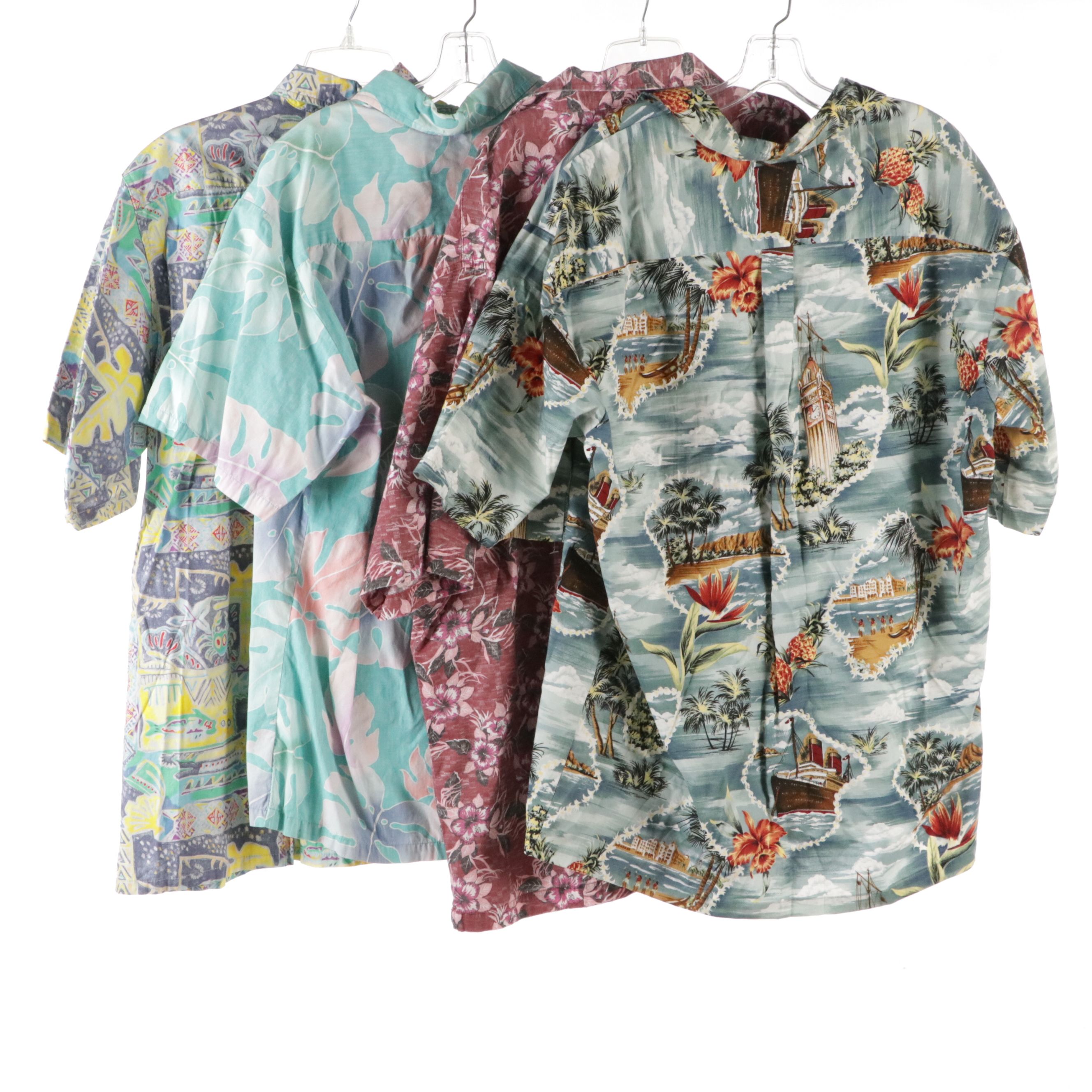 Men's Vintage Hawaiian Shirts Featuring Go Barefoot and The Hawaiian Original