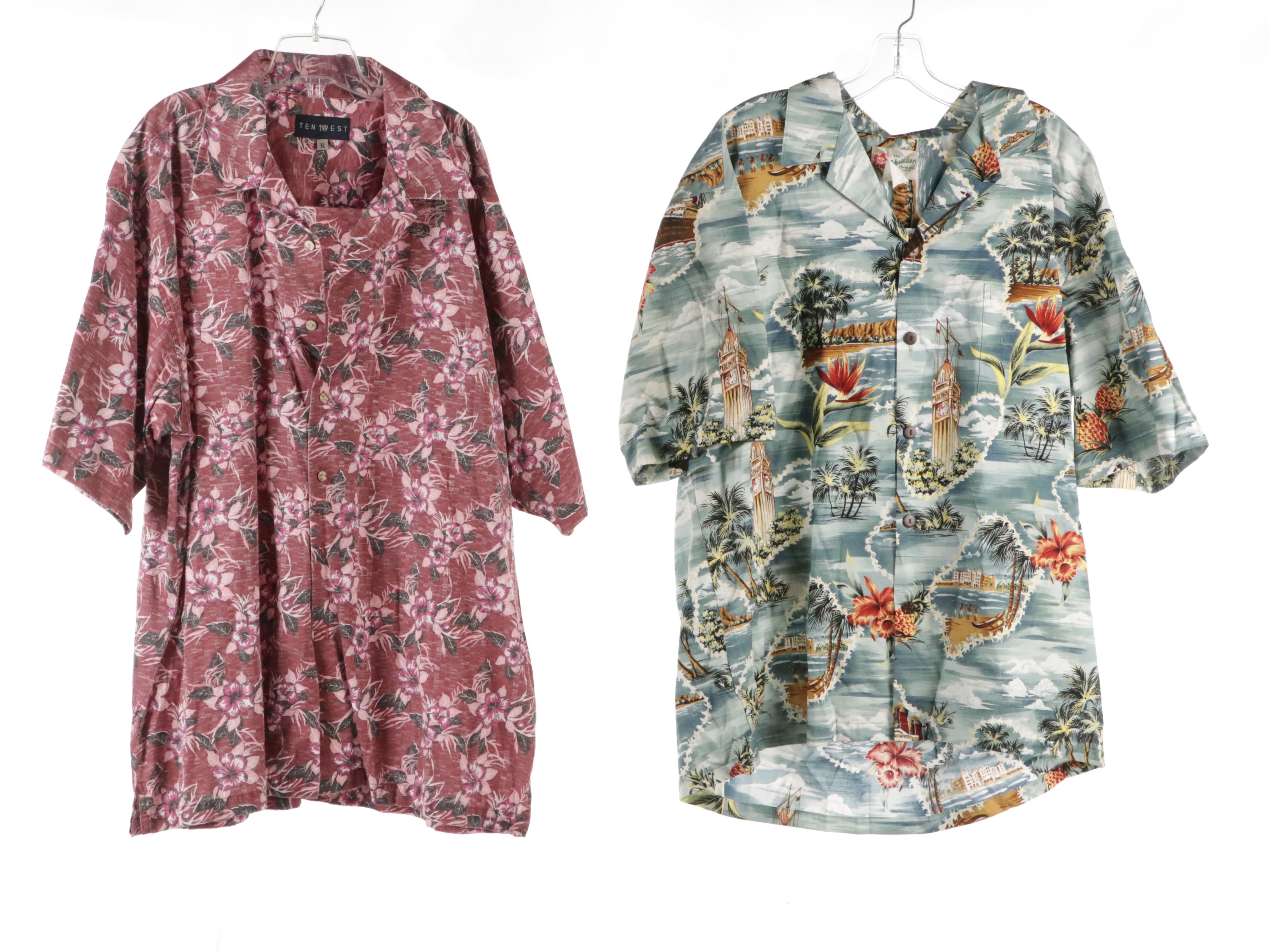 Men's Vintage Hawaiian Shirts Featuring Go Barefoot and The Hawaiian Original