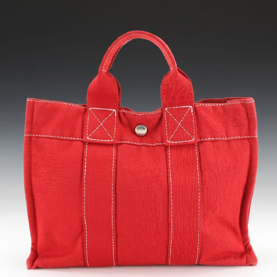 Hermès Fourre-Tout PM in Red Cotton Canvas