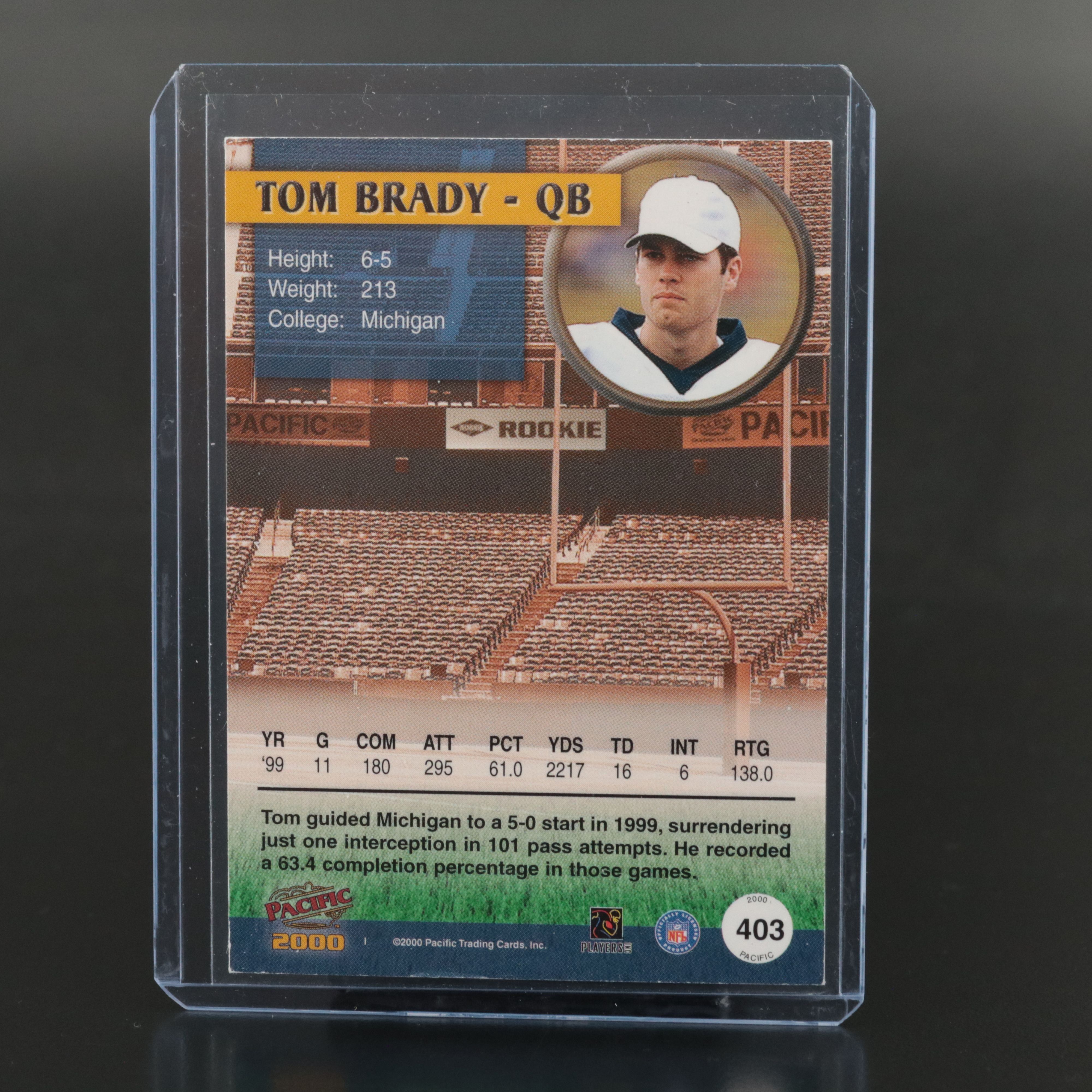 2000 Tom Brady Pacific Rookie Card