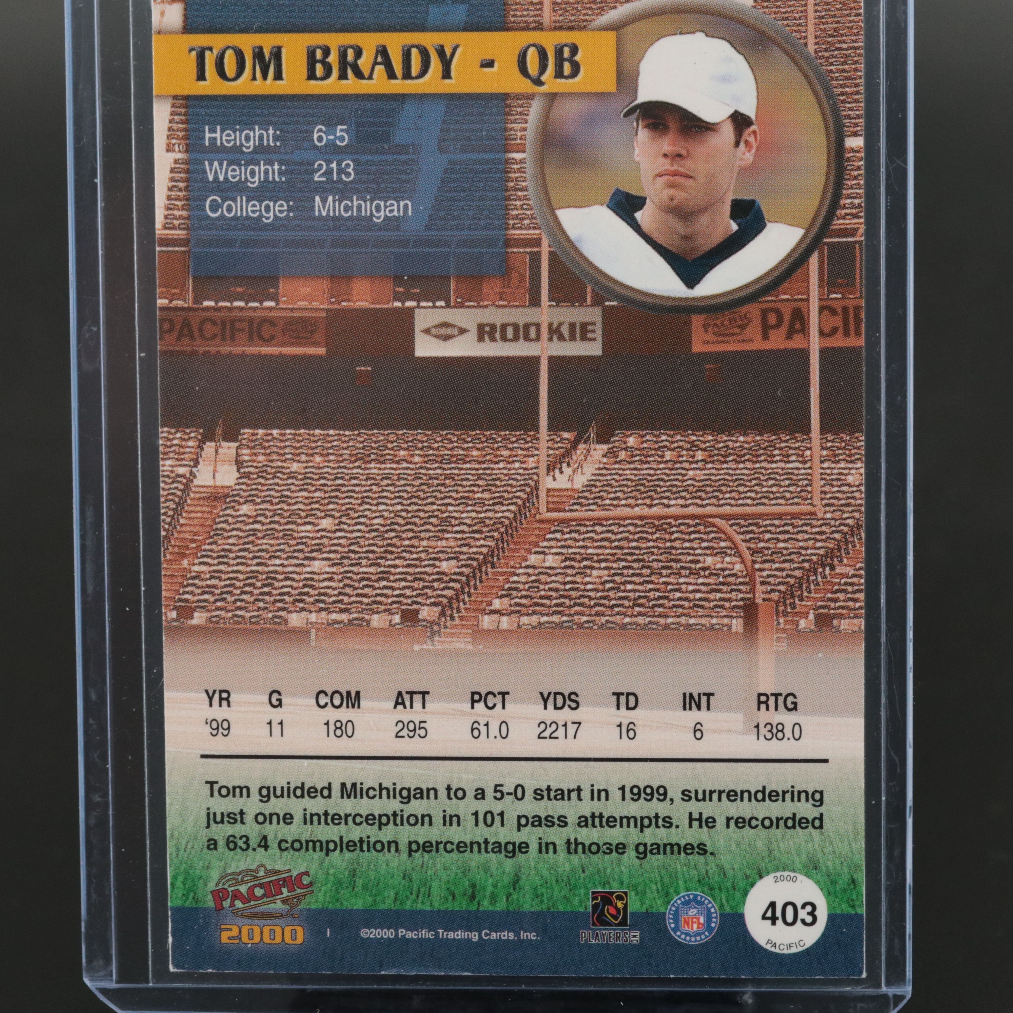 2000 Tom Brady Pacific Rookie Card