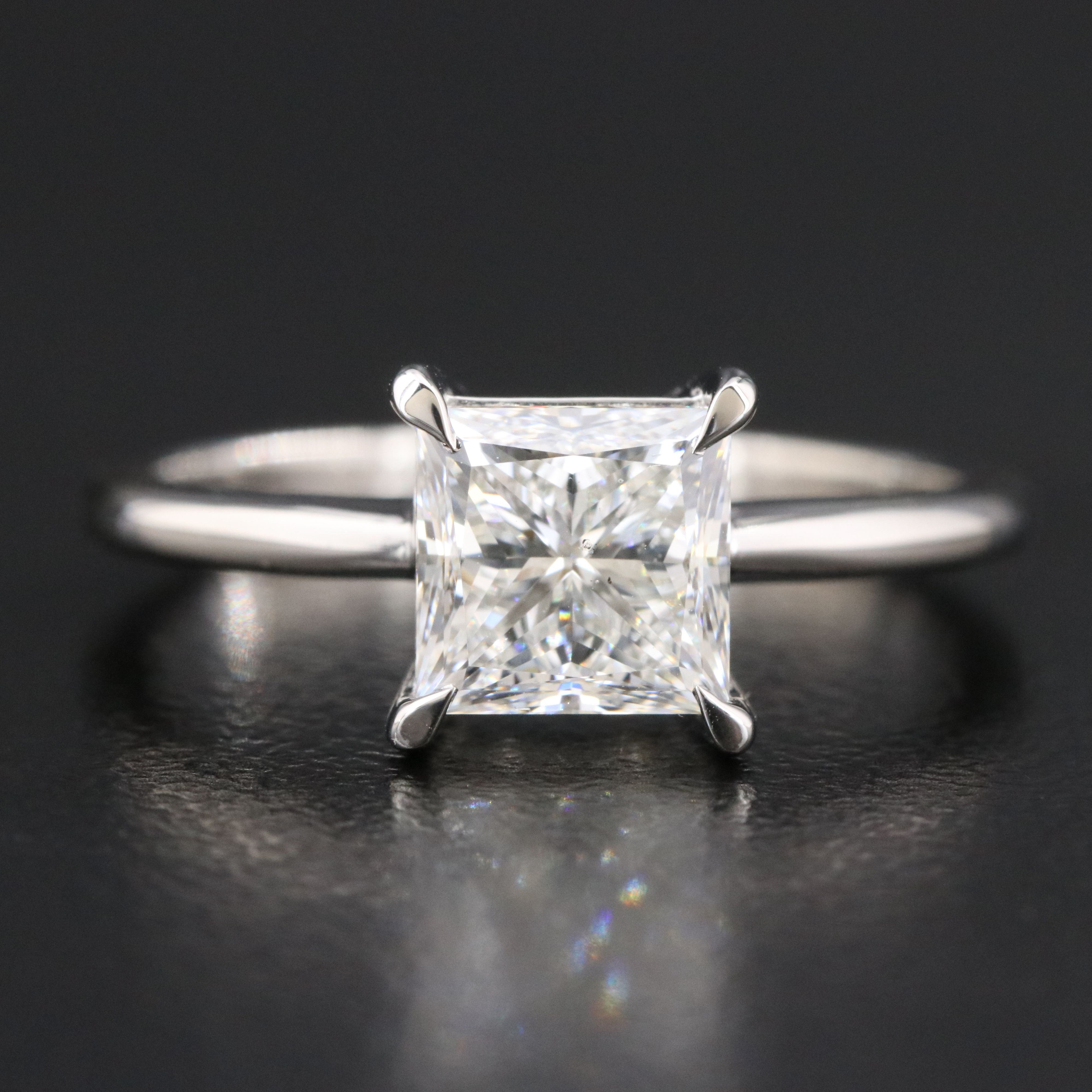 Platinum 1.53 CT Diamond Solitaire Ring with GIA Report