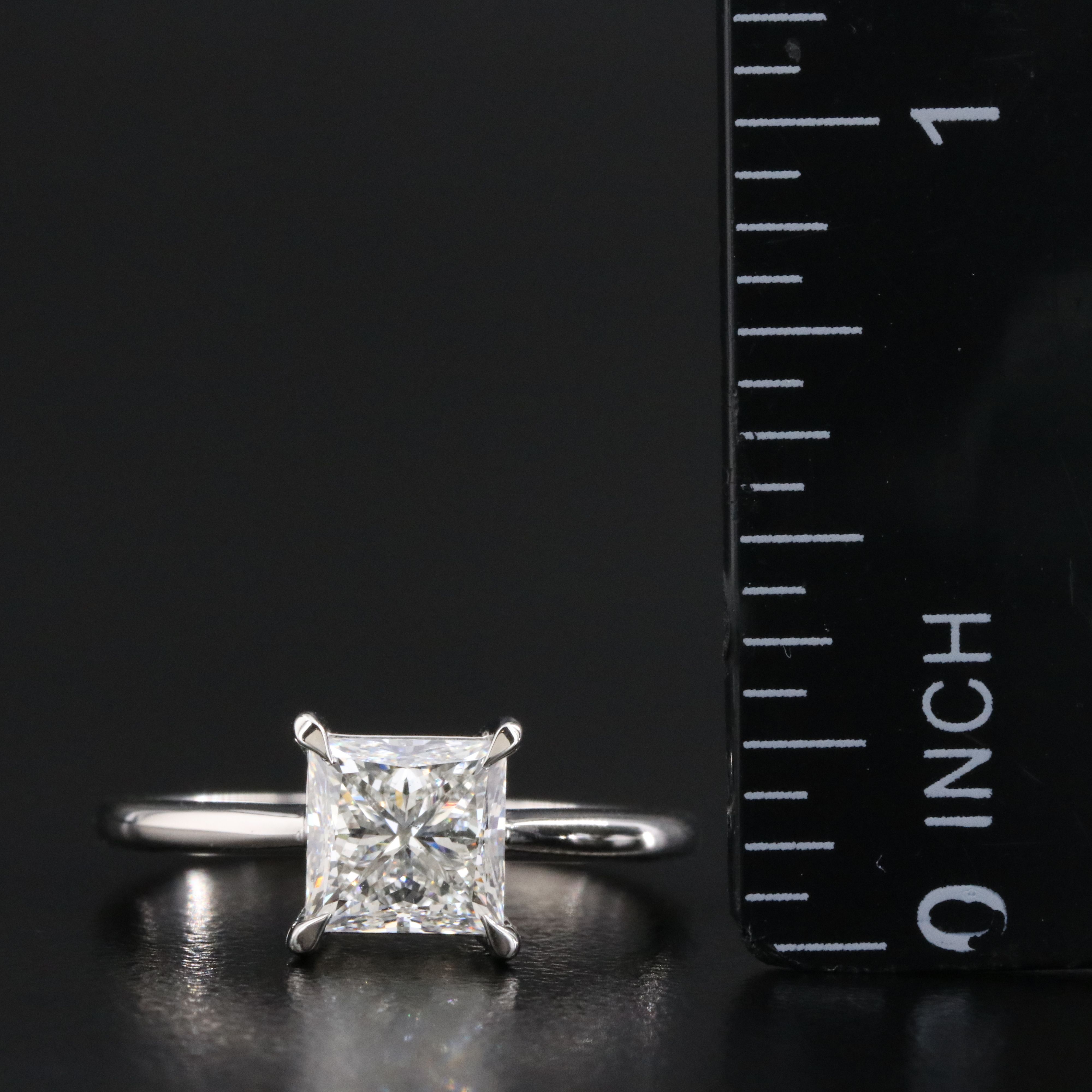 Platinum 1.53 CT Diamond Solitaire Ring with GIA Report