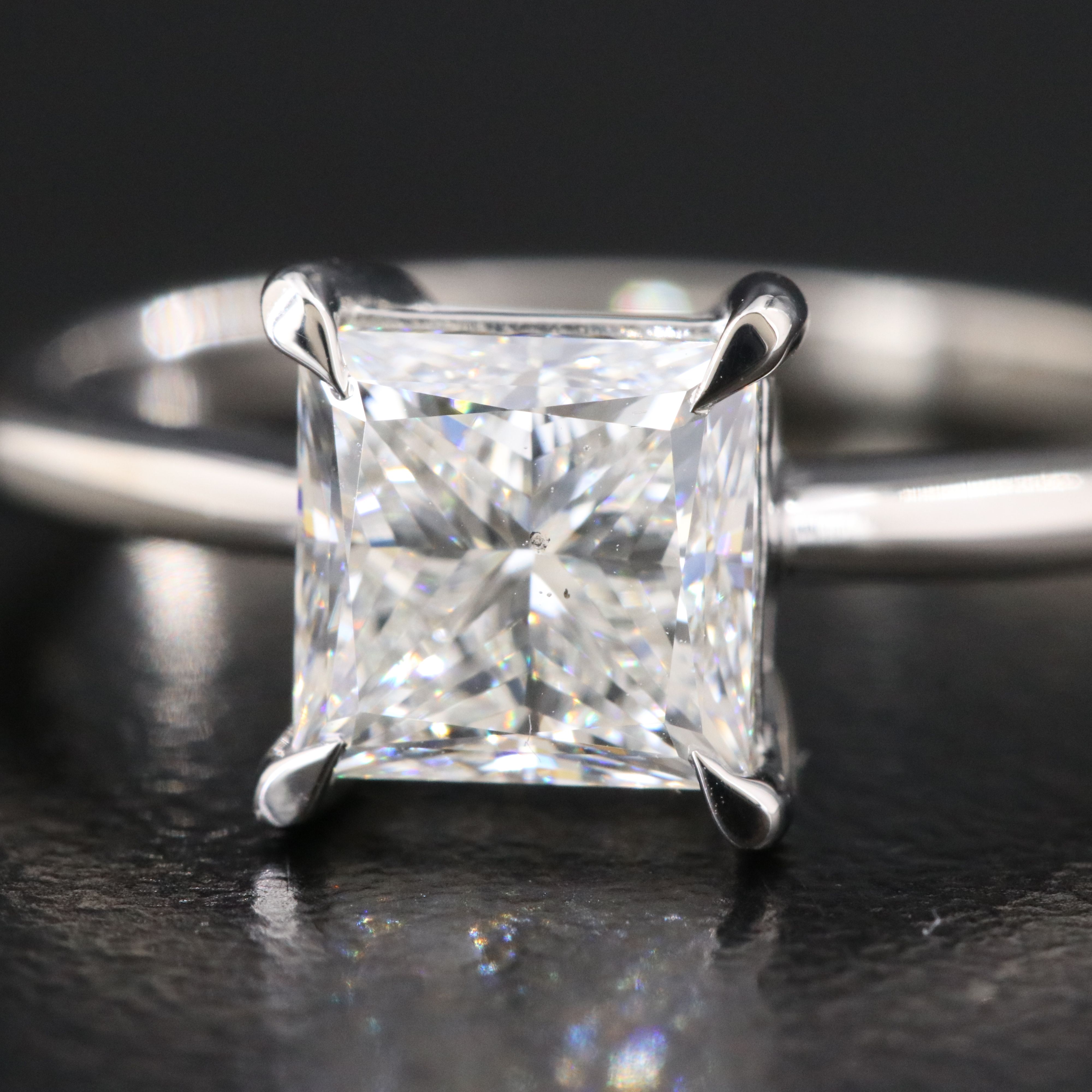 Platinum 1.53 CT Diamond Solitaire Ring with GIA Report