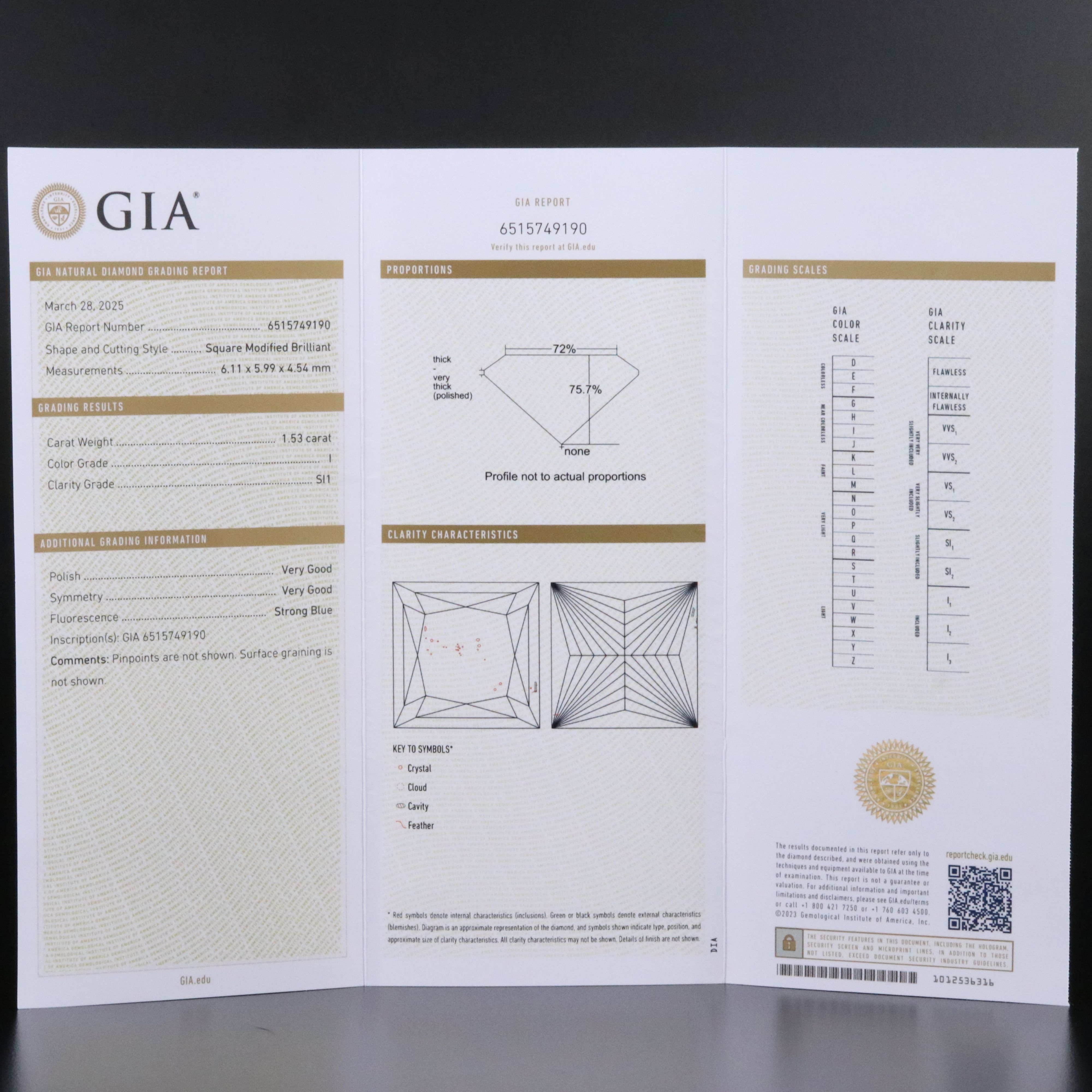 Platinum 1.53 CT Diamond Solitaire Ring with GIA Report