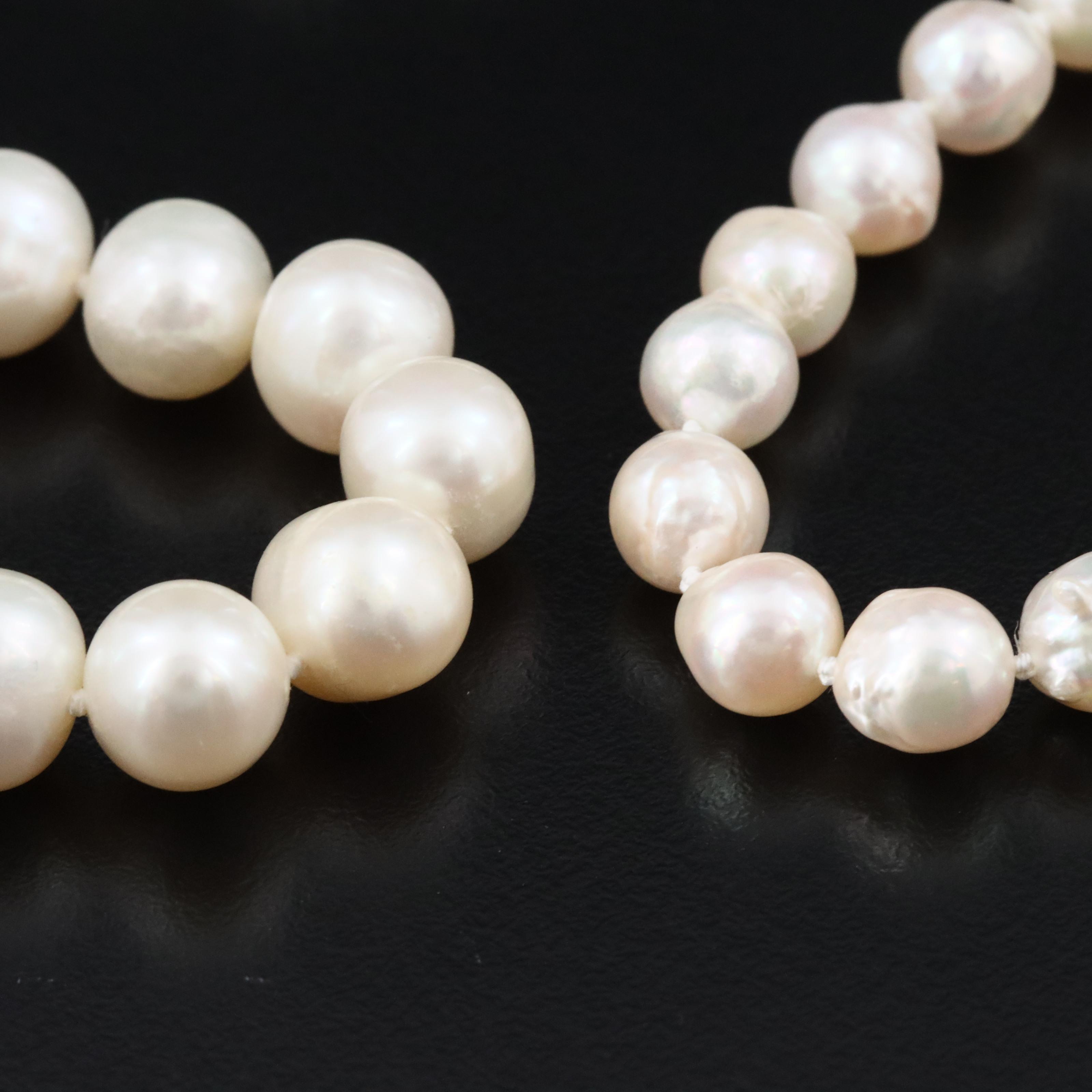 Pearl Necklace with 14K Clasp and Bracelet with Sterling Clasp