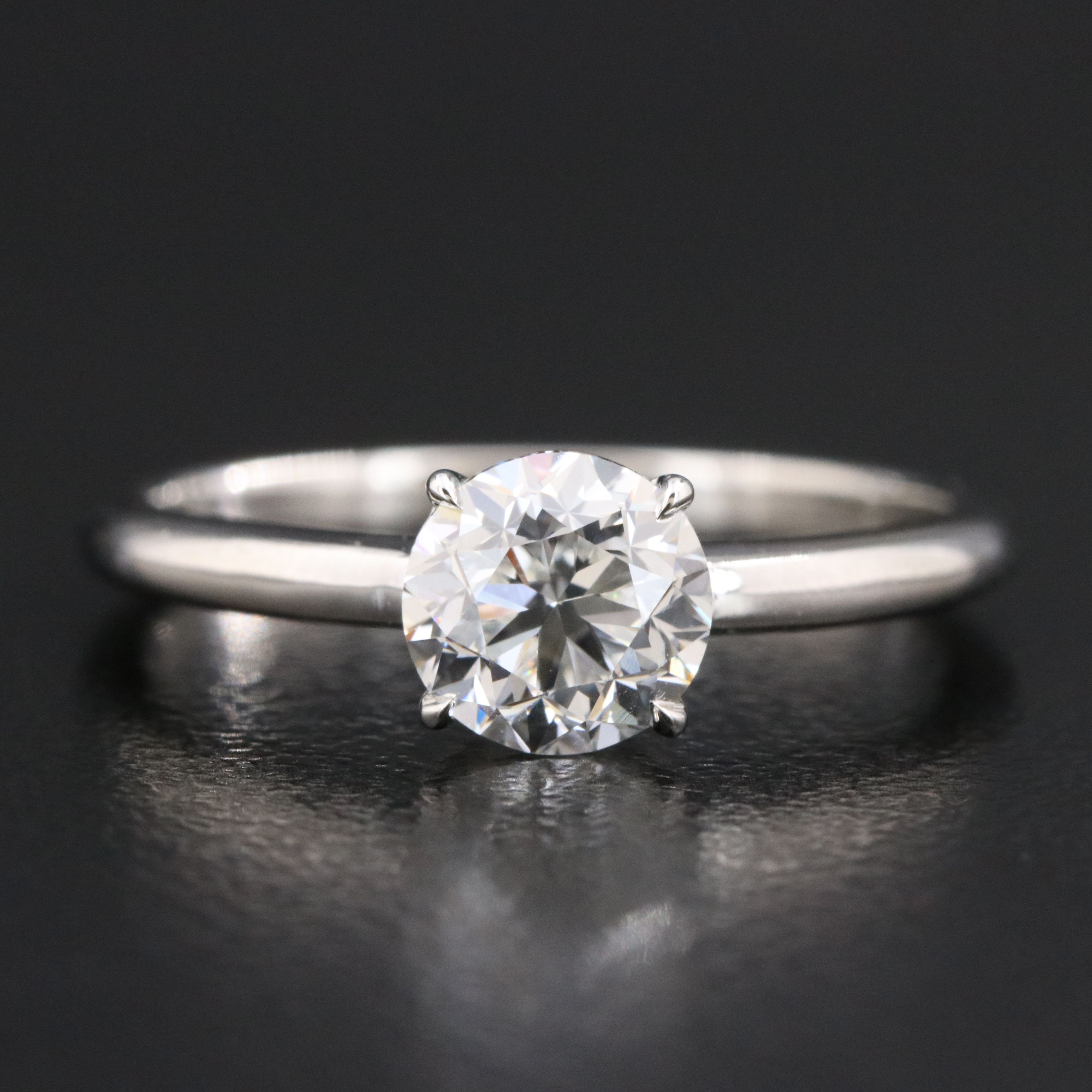 Platinum 1.00 CT Diamond Solitaire Ring with GIA Report