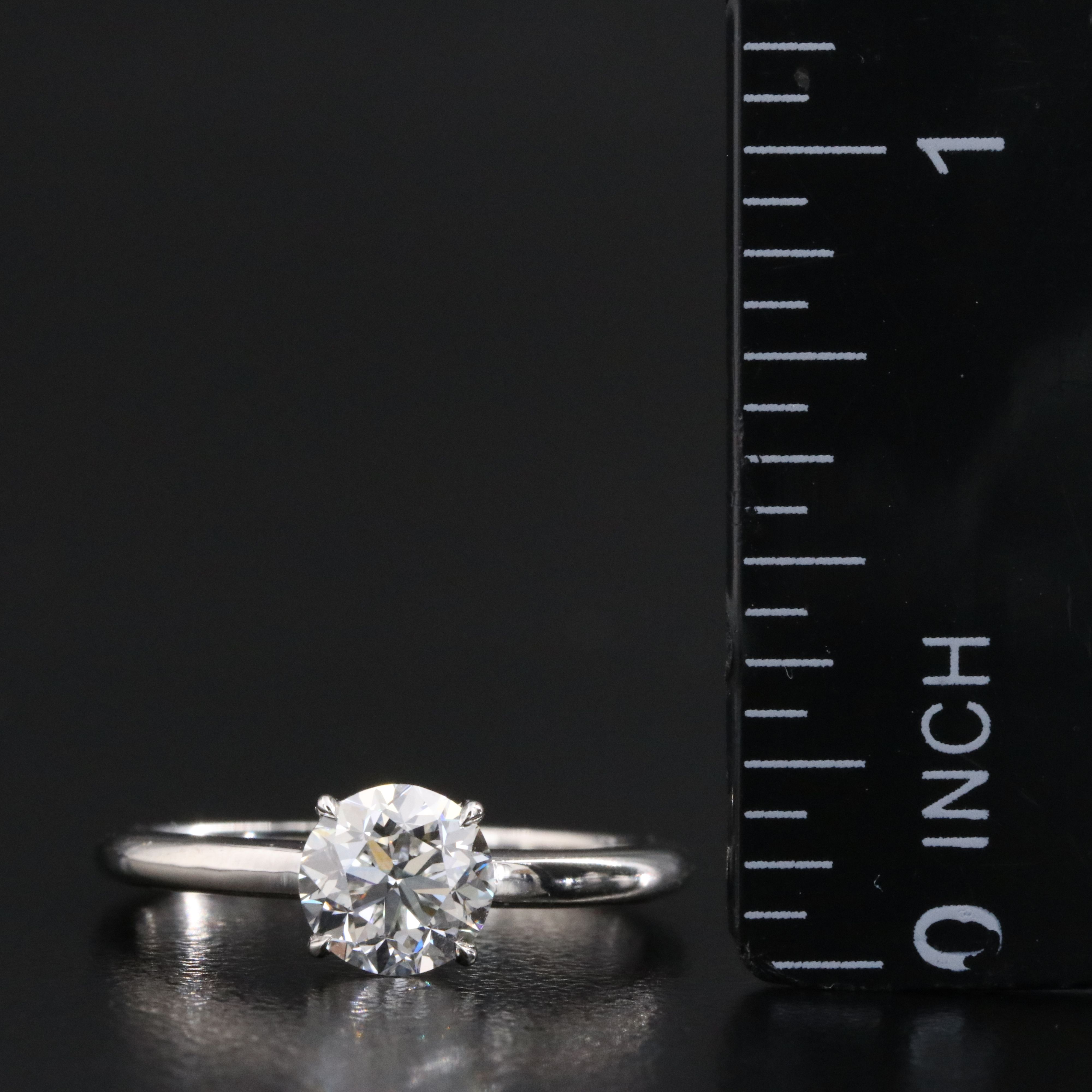 Platinum 1.00 CT Diamond Solitaire Ring with GIA Report