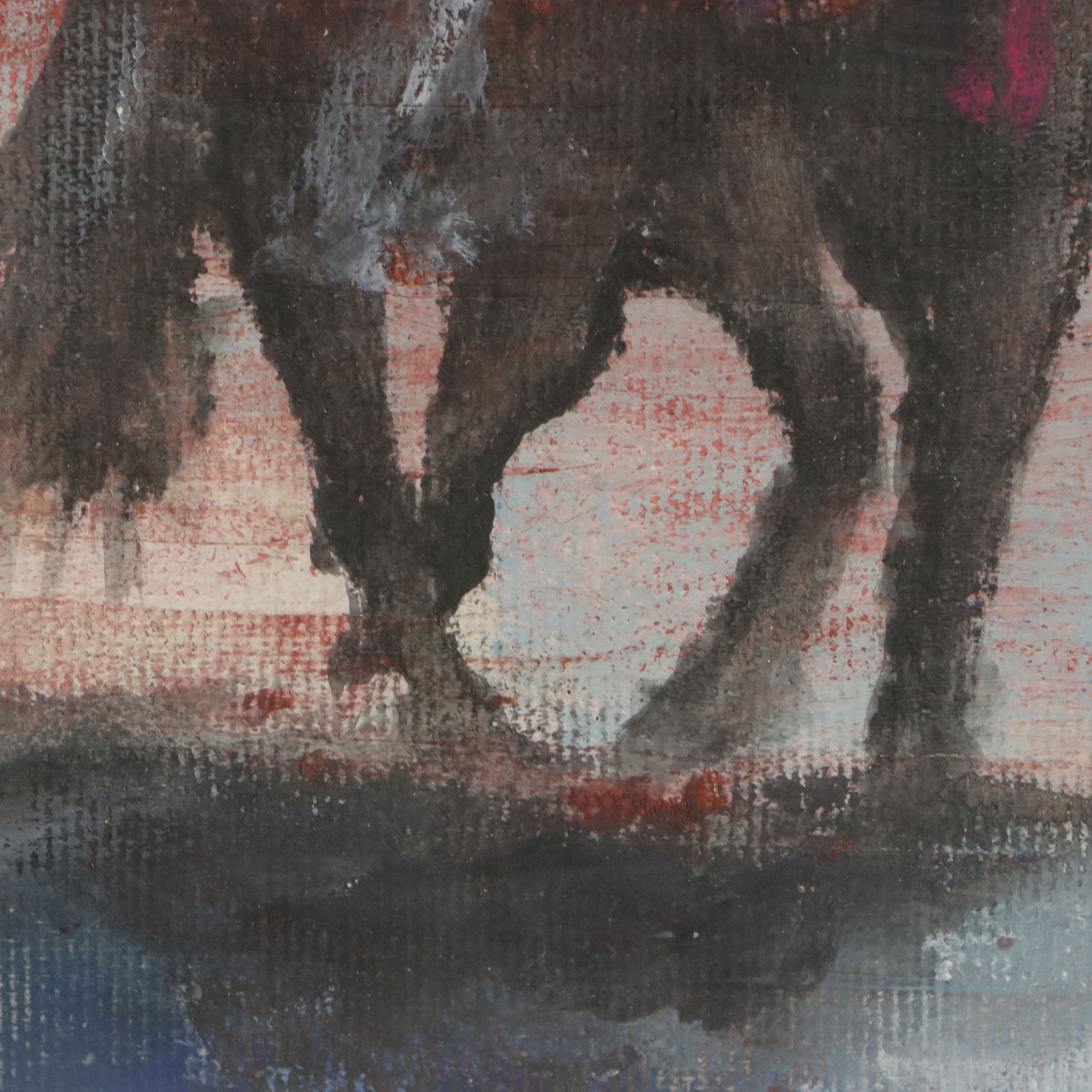 Fritz Scholder Acrylic Painting of Man on Horseback, Mid to Late 20th Century