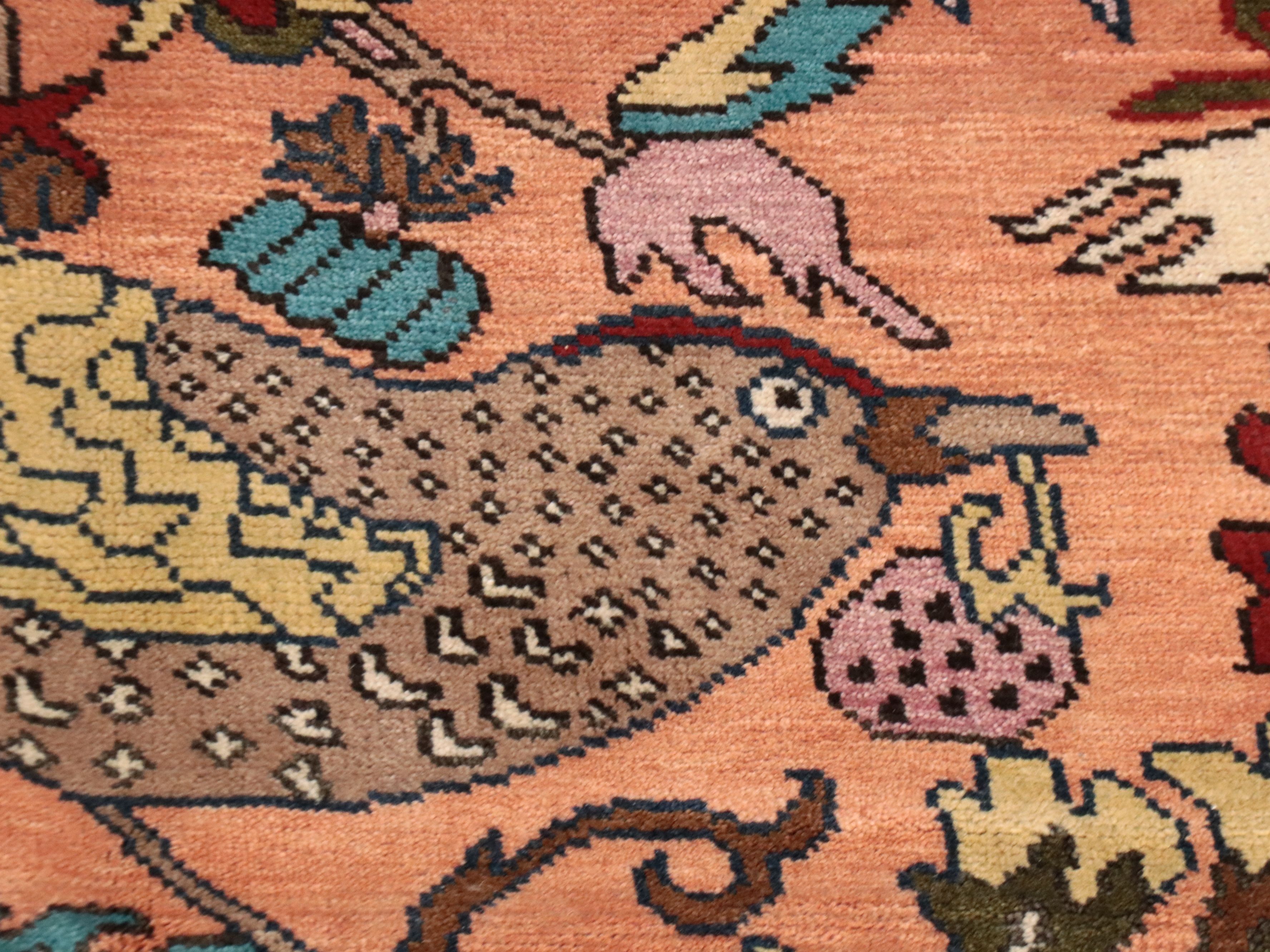 9'10 x 14' Hand-Knotted Indian "William Morris: Strawberry Thief" Room-Sized Rug