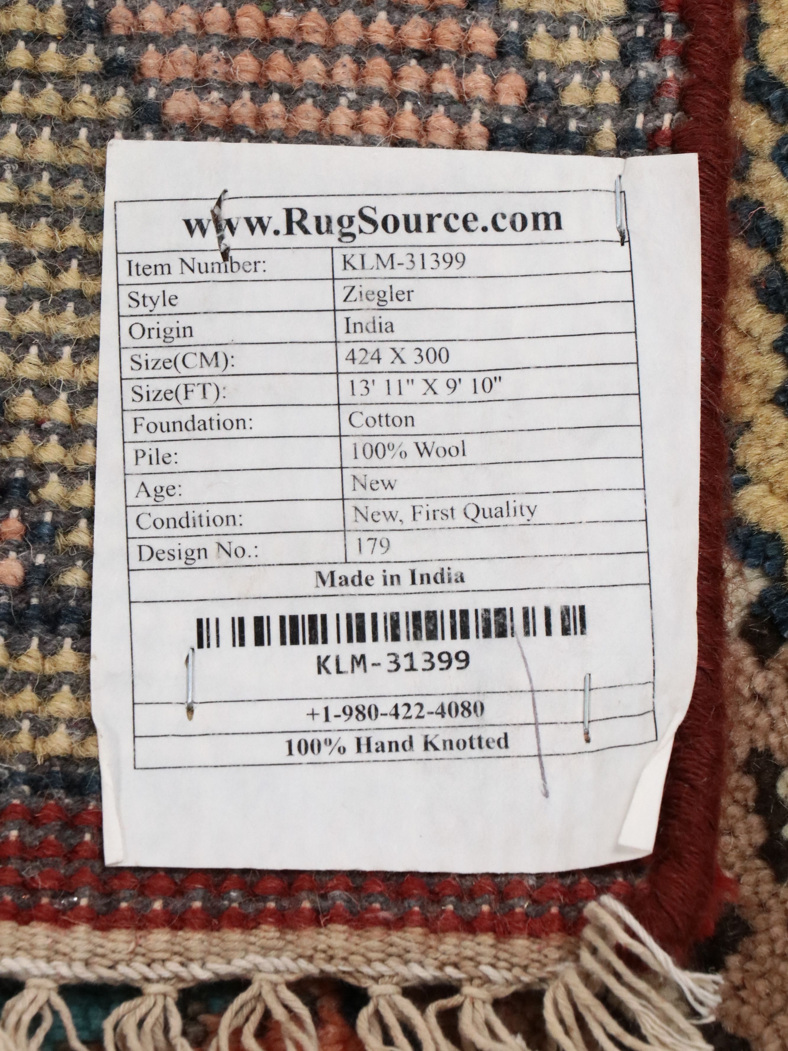 9'10 x 14' Hand-Knotted Indian "William Morris: Strawberry Thief" Room-Sized Rug