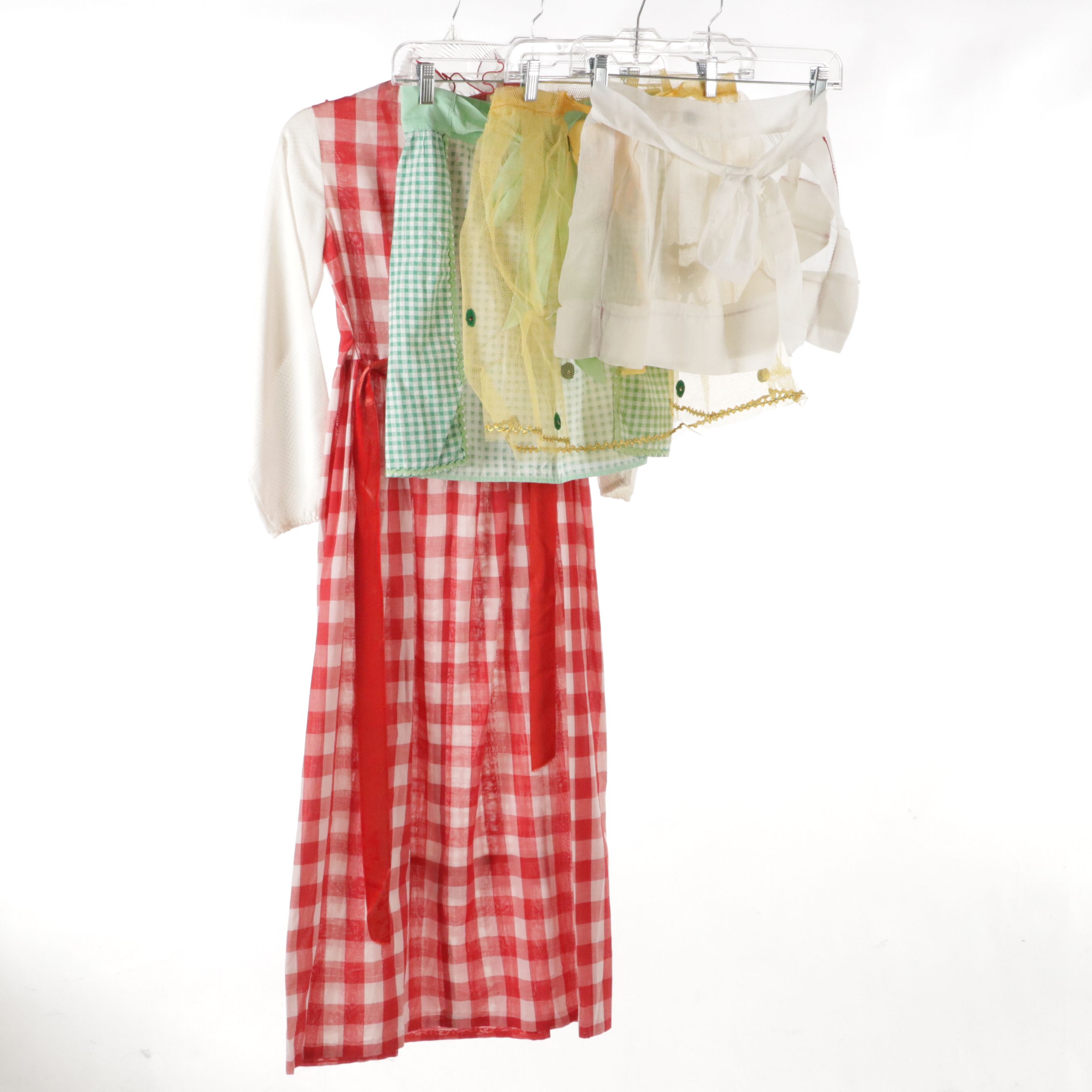 R.A.R. Vintage Red Gingham Sheer Cotton Dress with Other Vintage Aprons