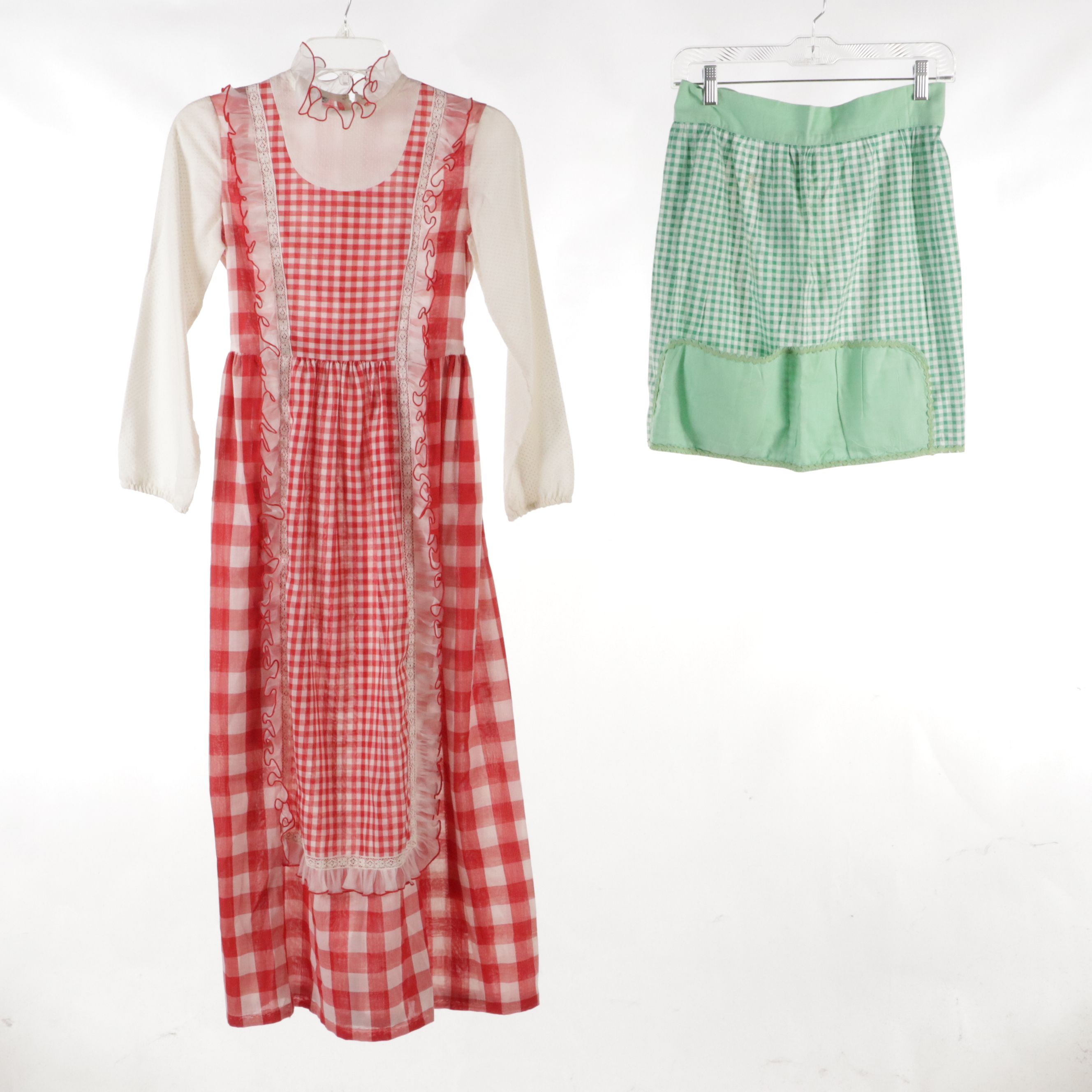 R.A.R. Vintage Red Gingham Sheer Cotton Dress with Other Vintage Aprons