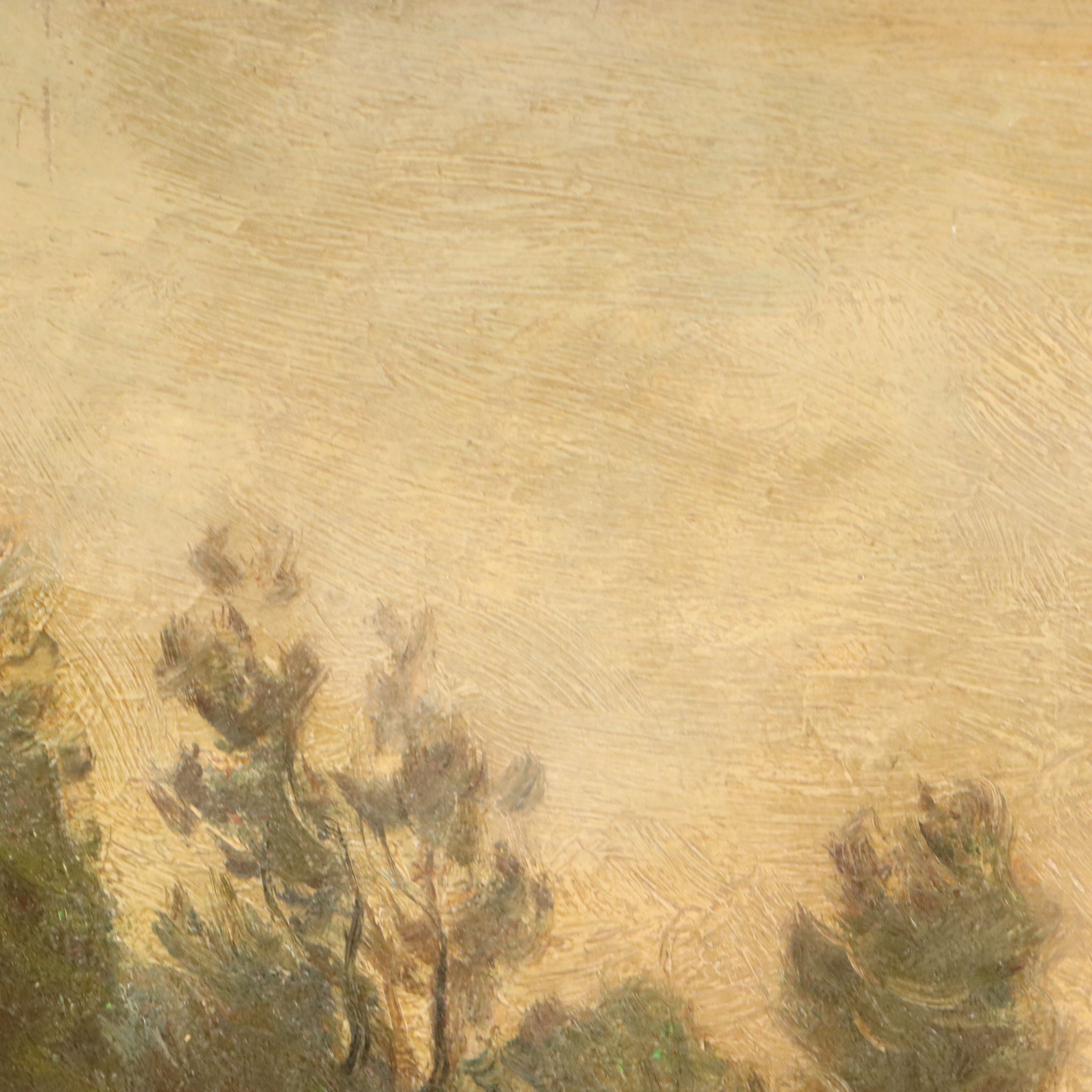 J. J. Enneking and R. A. Wentworth Oil Painting of Row Boat, Mid-19th Century