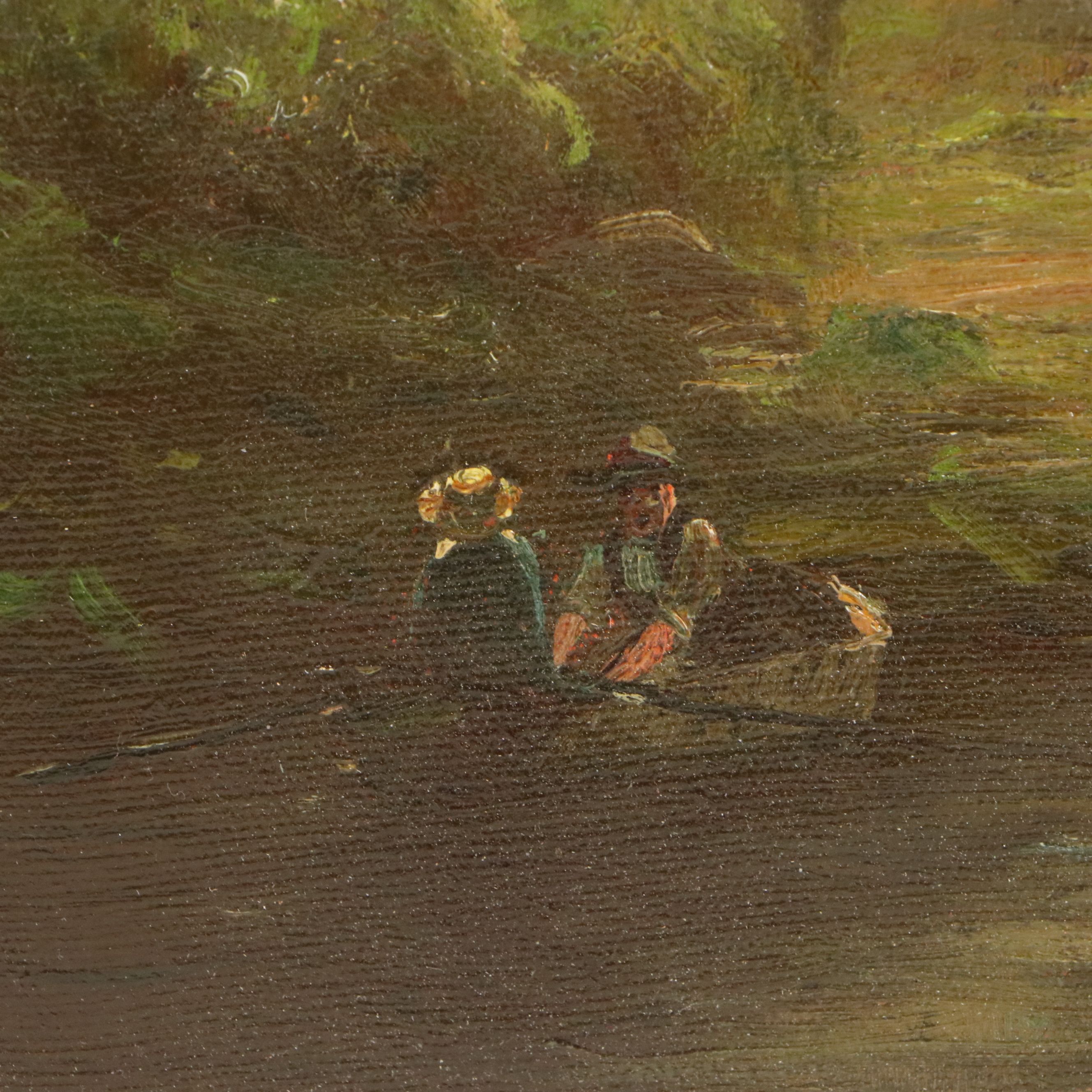 J. J. Enneking and R. A. Wentworth Oil Painting of Row Boat, Mid-19th Century