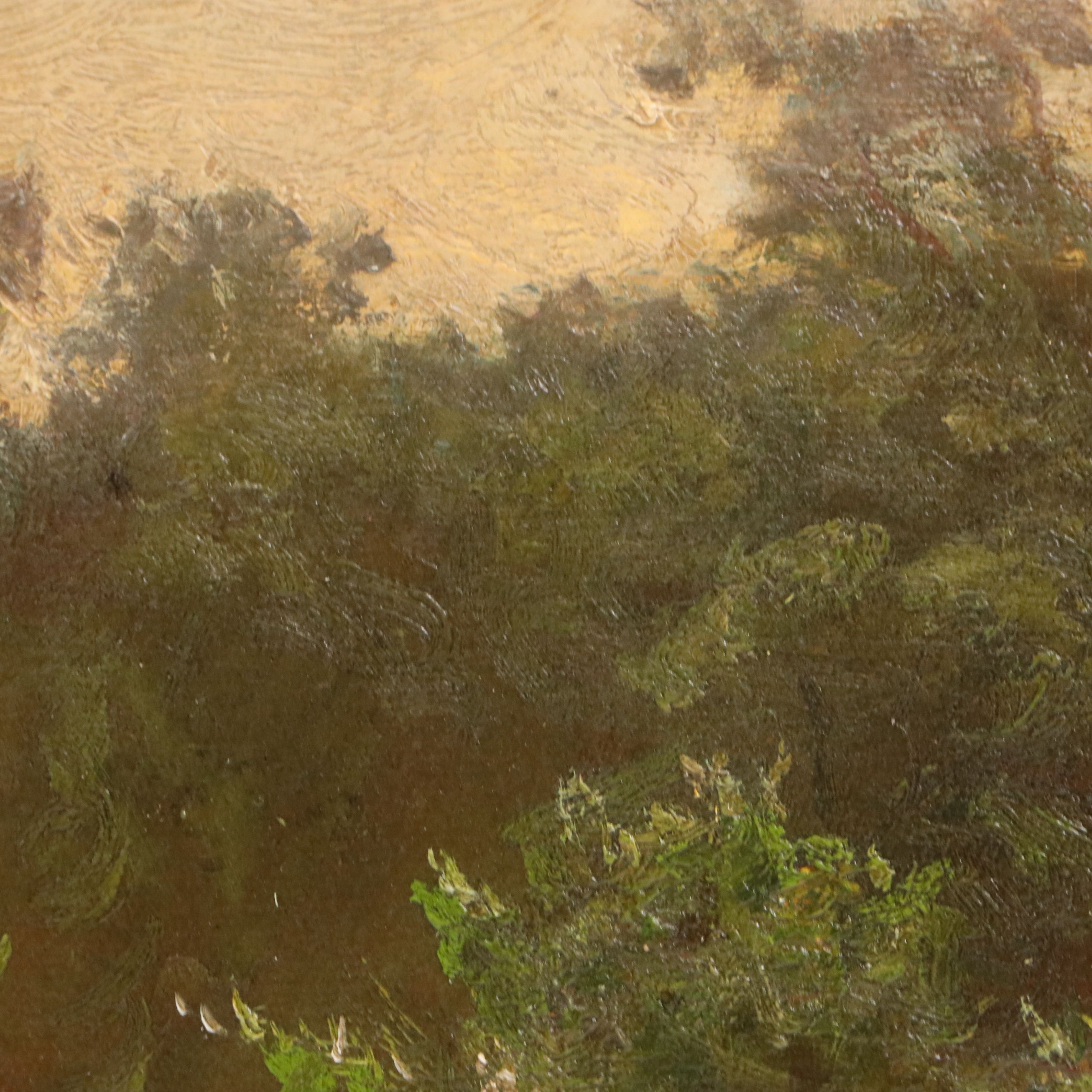 J. J. Enneking and R. A. Wentworth Oil Painting of Row Boat, Mid-19th Century