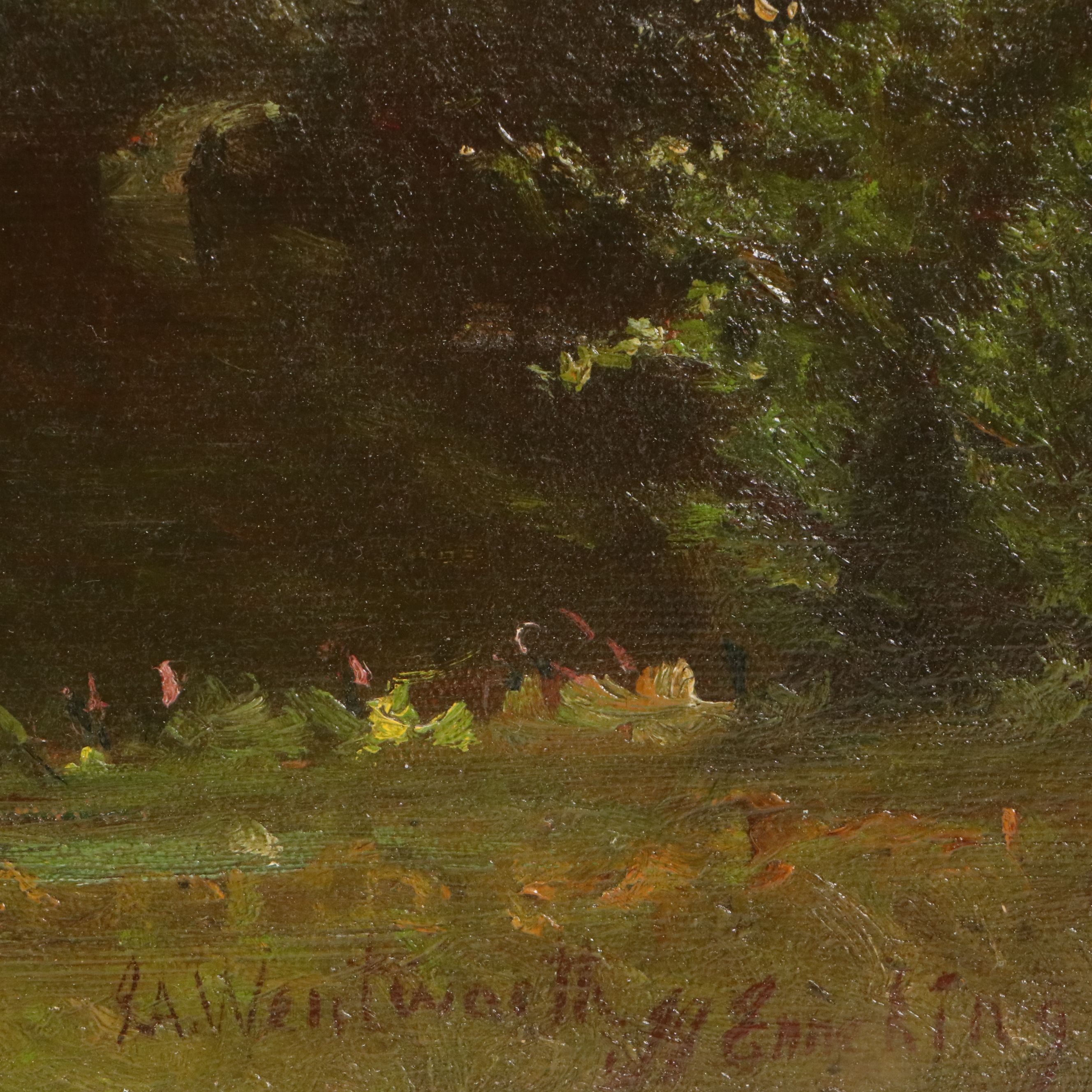 J. J. Enneking and R. A. Wentworth Oil Painting of Row Boat, Mid-19th Century