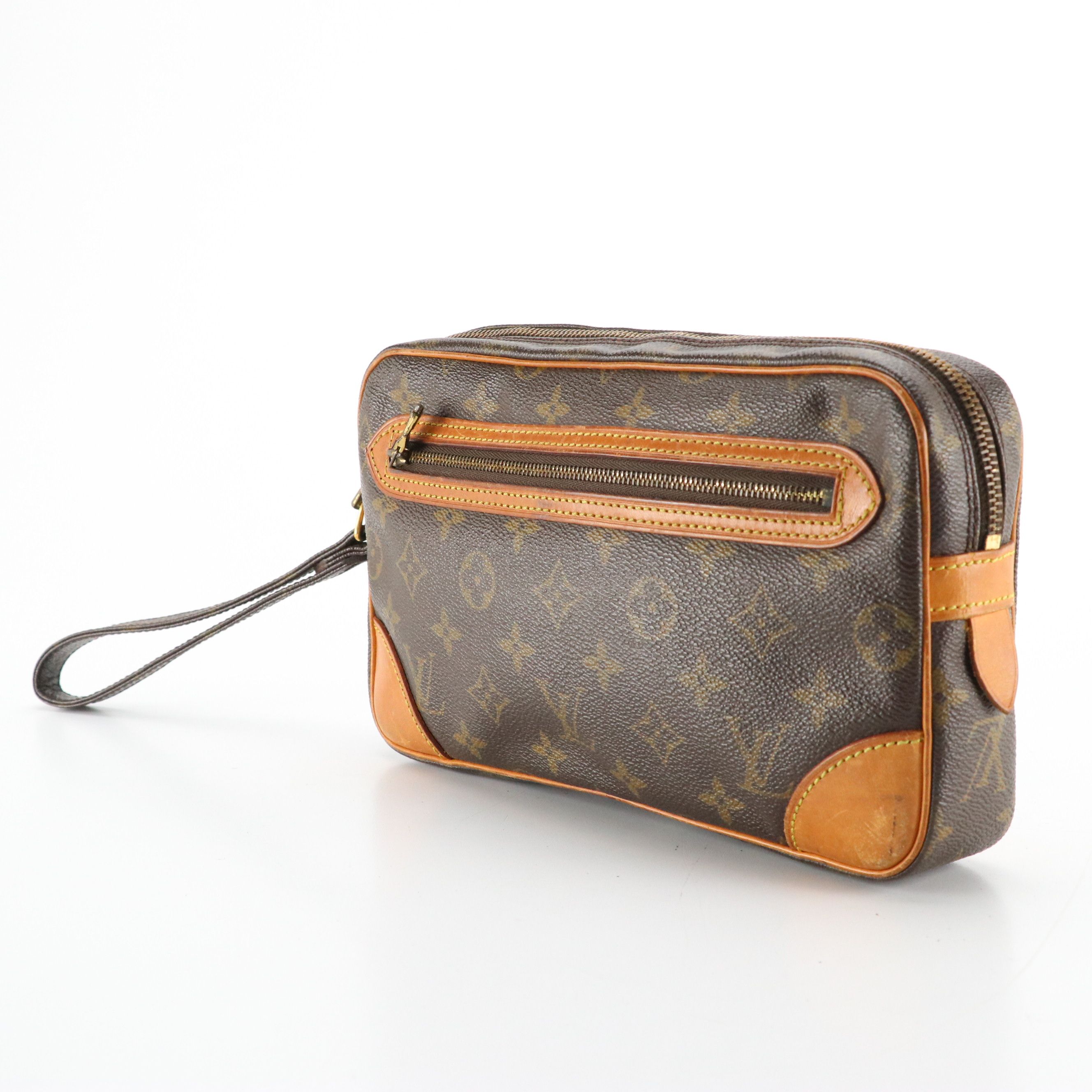 Louis Vuitton Marly Dragonne GM Wristlet in Monogram Canvas and Vachetta Leather