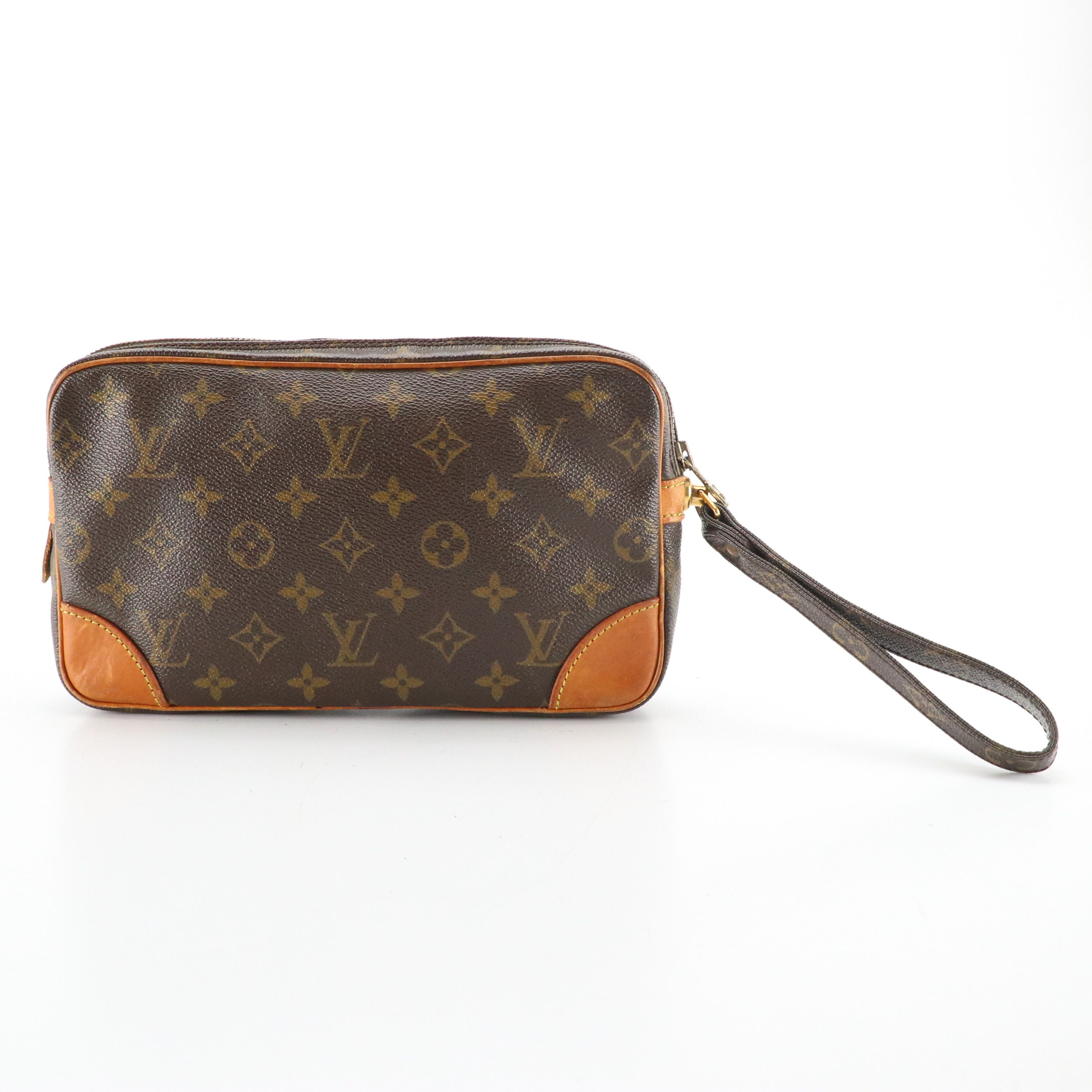 Louis Vuitton Marly Dragonne GM Wristlet in Monogram Canvas and Vachetta Leather