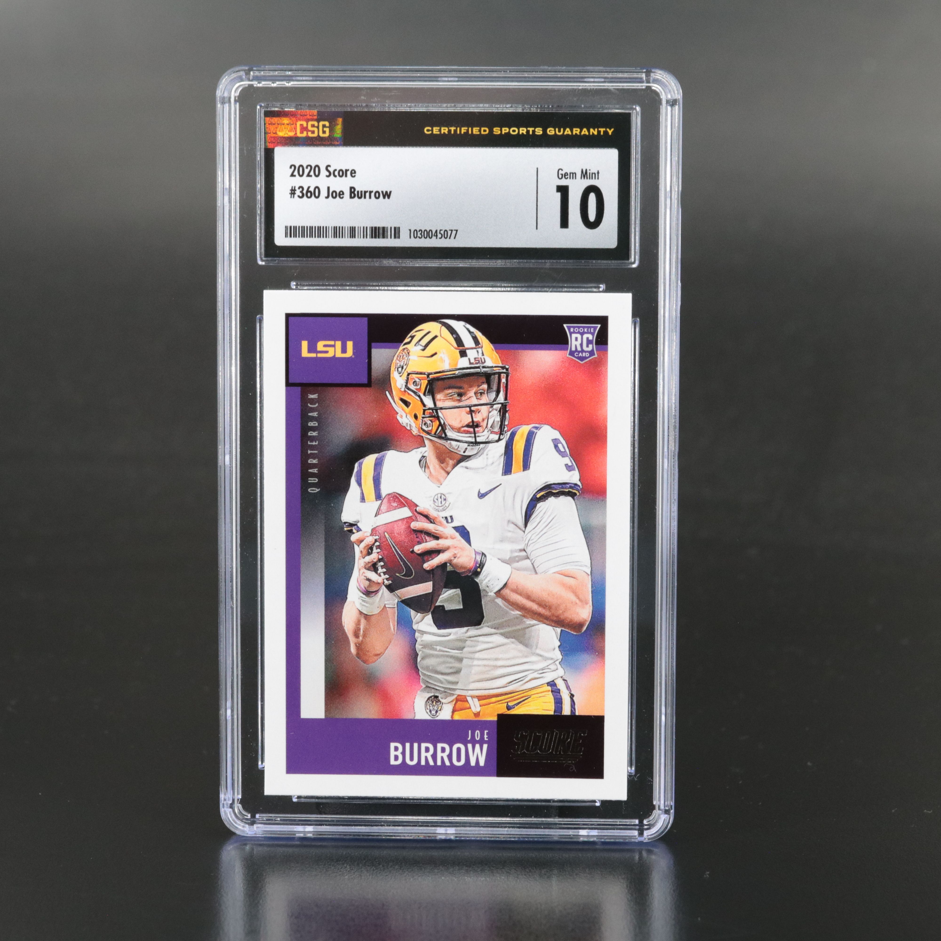 2020 Score Joe Burrow Rookie Football Card Graded CSG 10