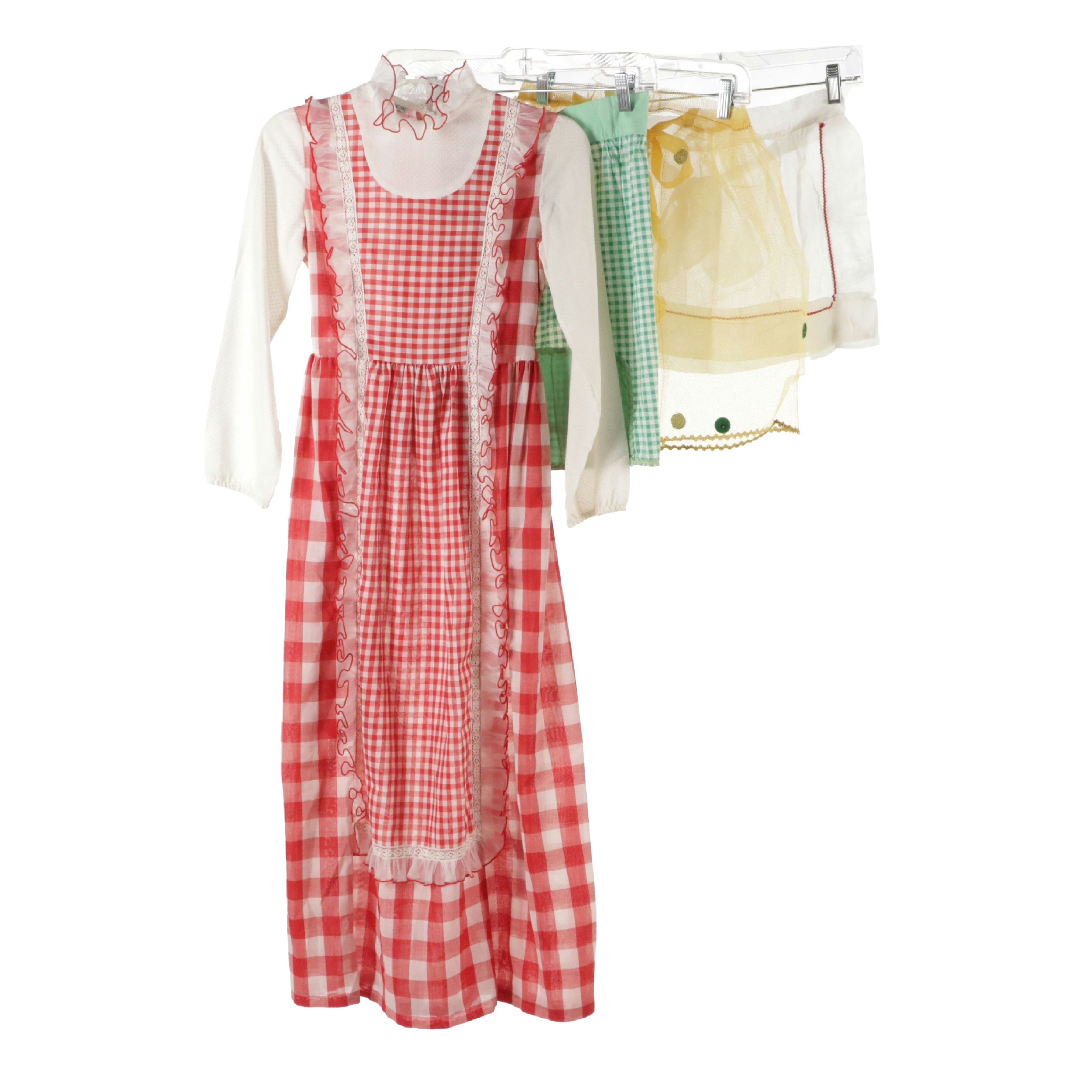 R.A.R. Vintage Red Gingham Sheer Cotton Dress with Other Vintage Aprons