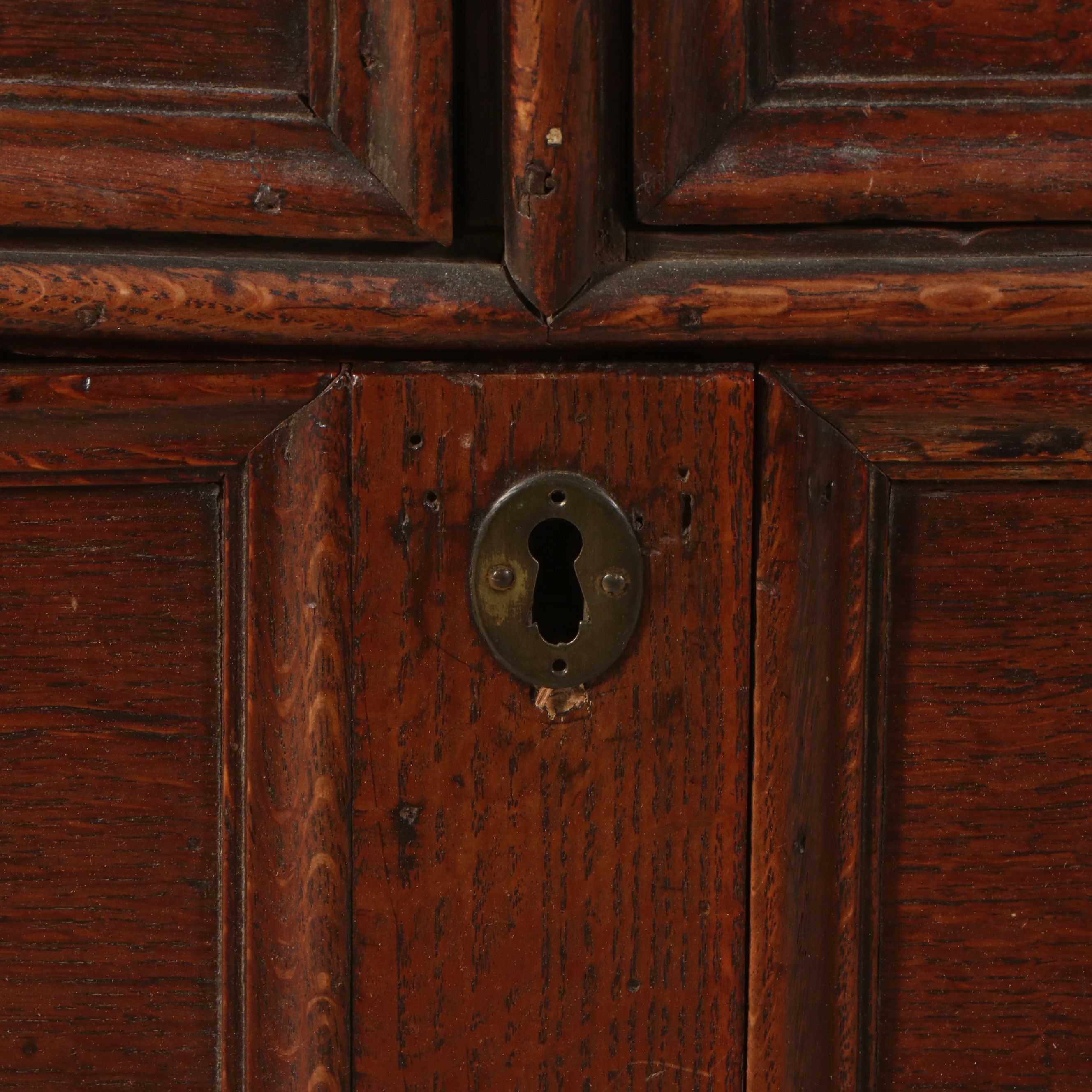 English William & Mary Geometric Molded Oak Chest of Drawers, 17th Century