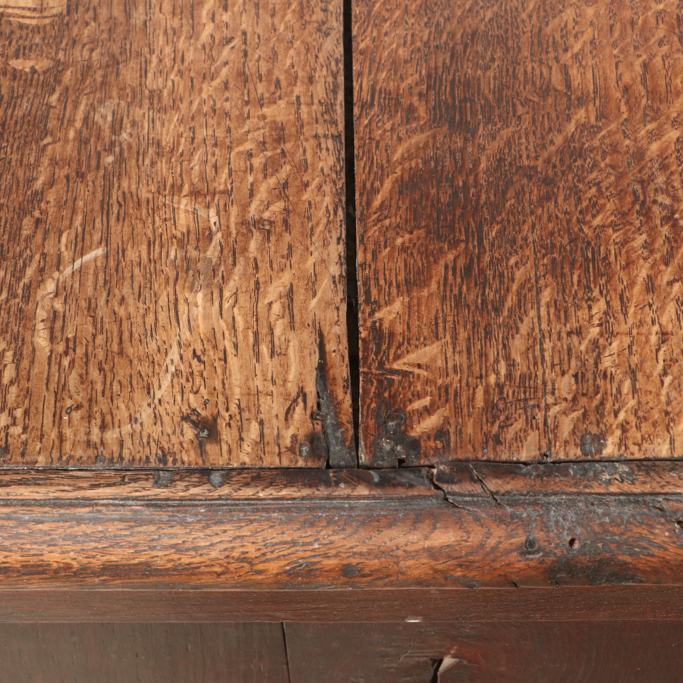 English William & Mary Geometric Molded Oak Chest of Drawers, 17th Century