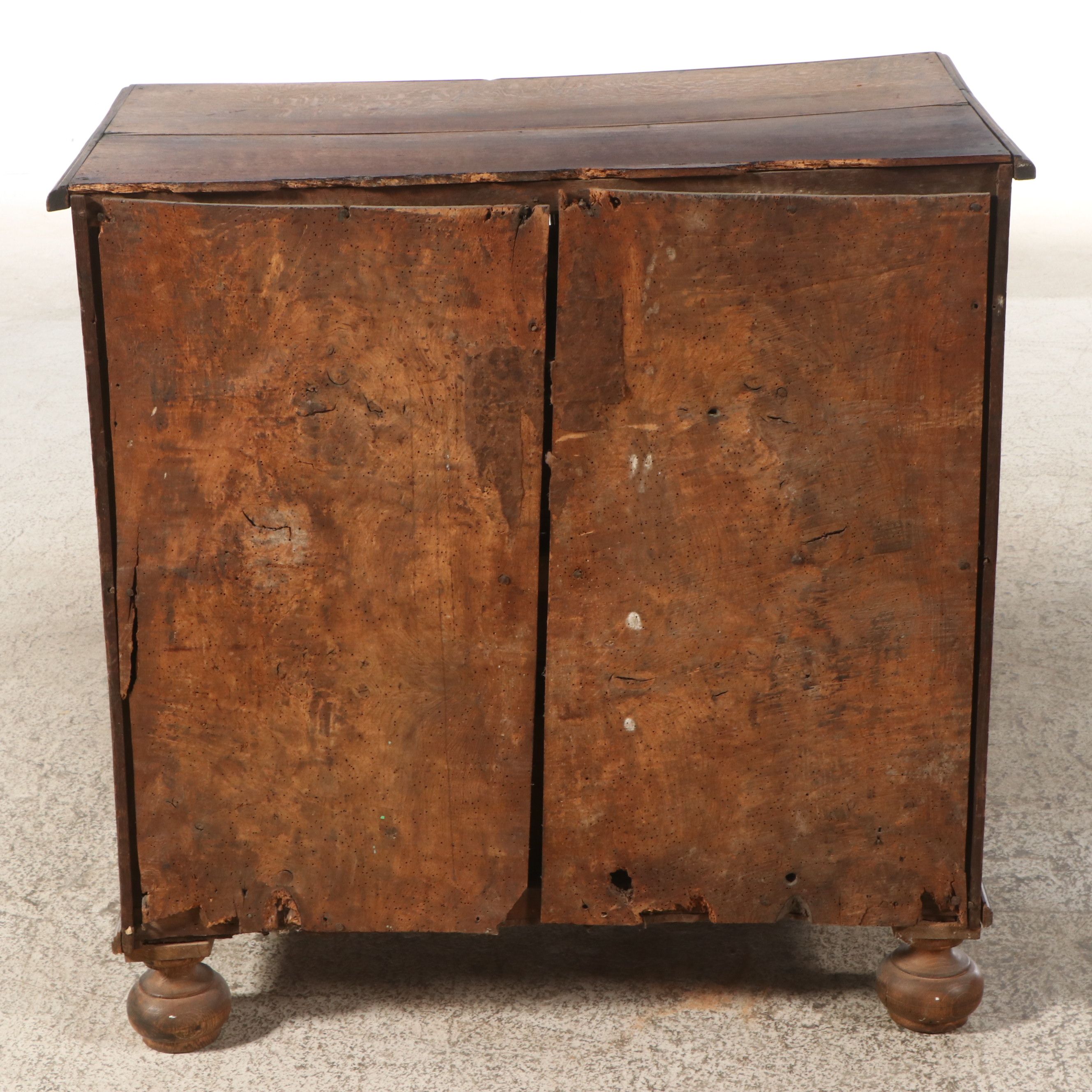 English William & Mary Geometric Molded Oak Chest of Drawers, 17th Century