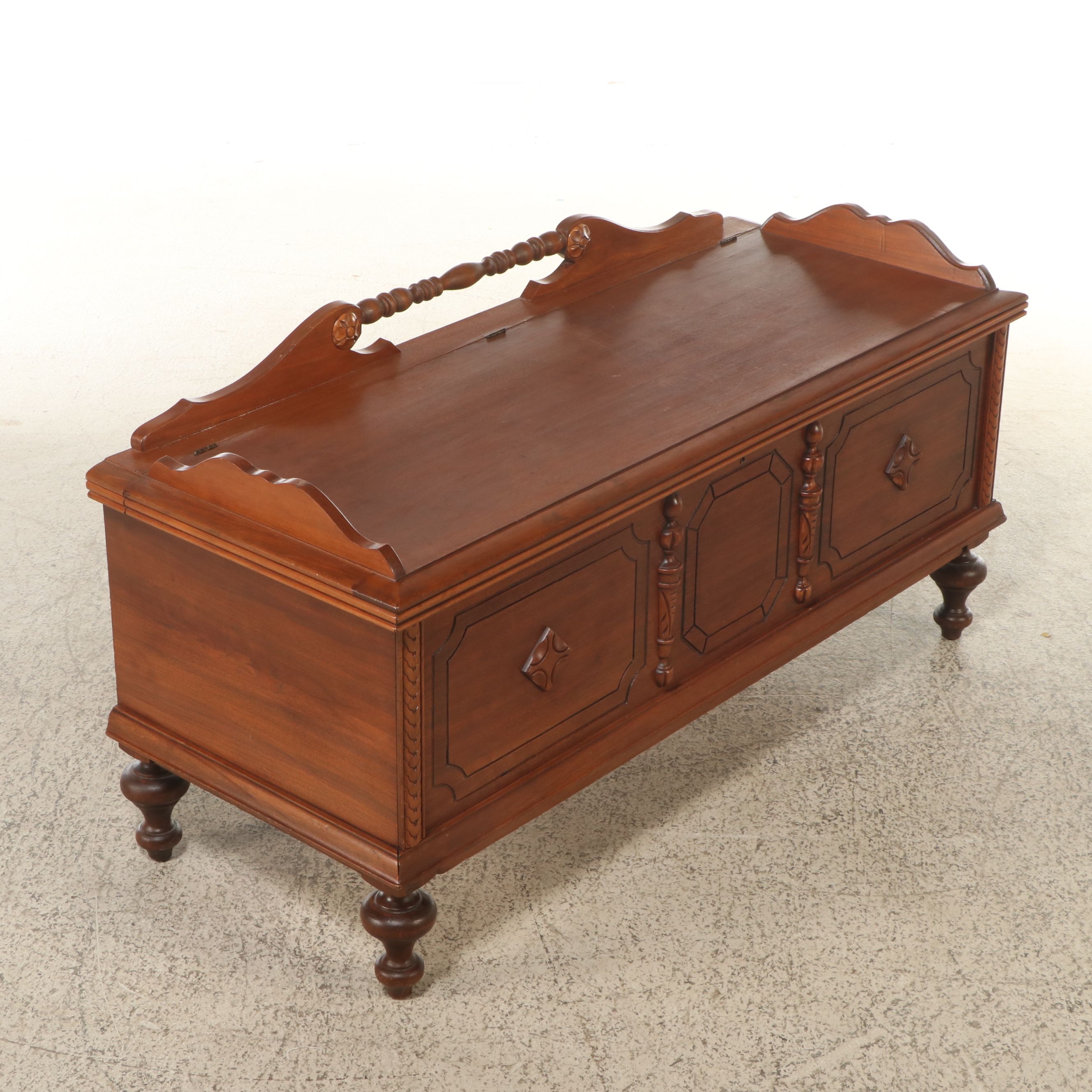 Jacobean Style Wooden Chest, Mid to Late 20th Century