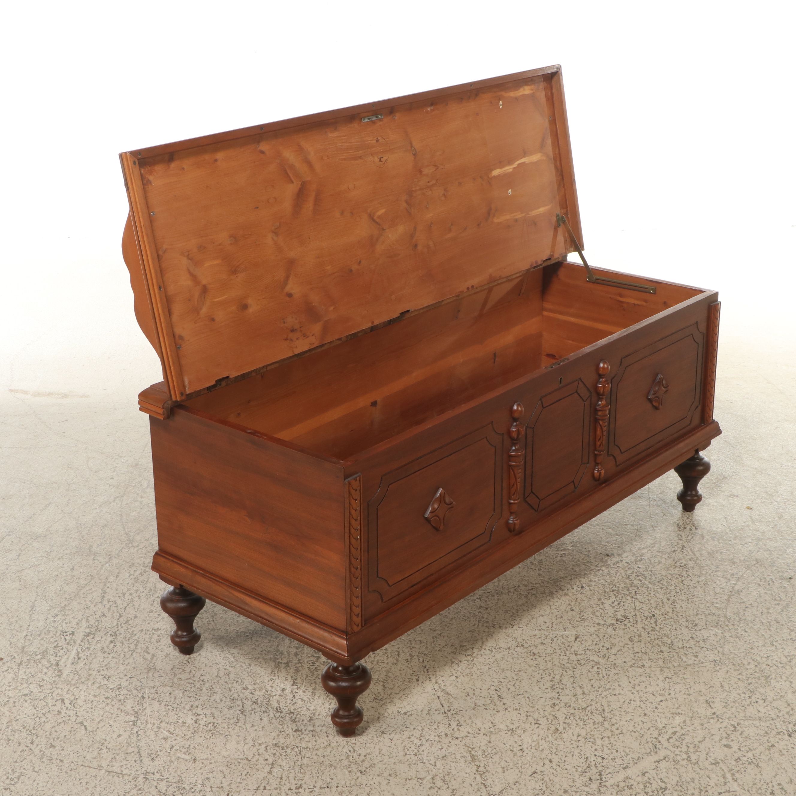 Jacobean Style Wooden Chest, Mid to Late 20th Century