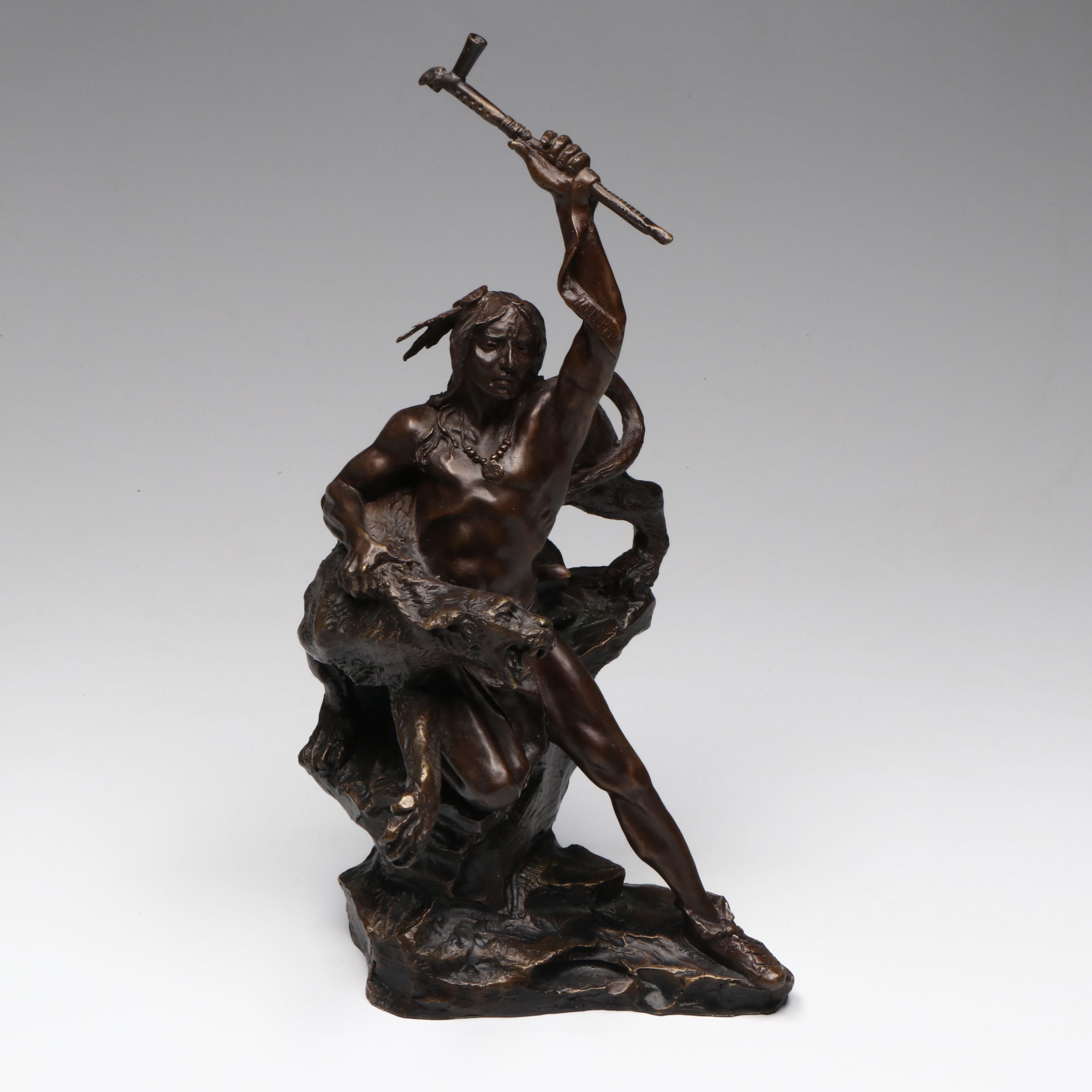 Buck McCain Native American with Mountain Lion and Ceremonial Pipe