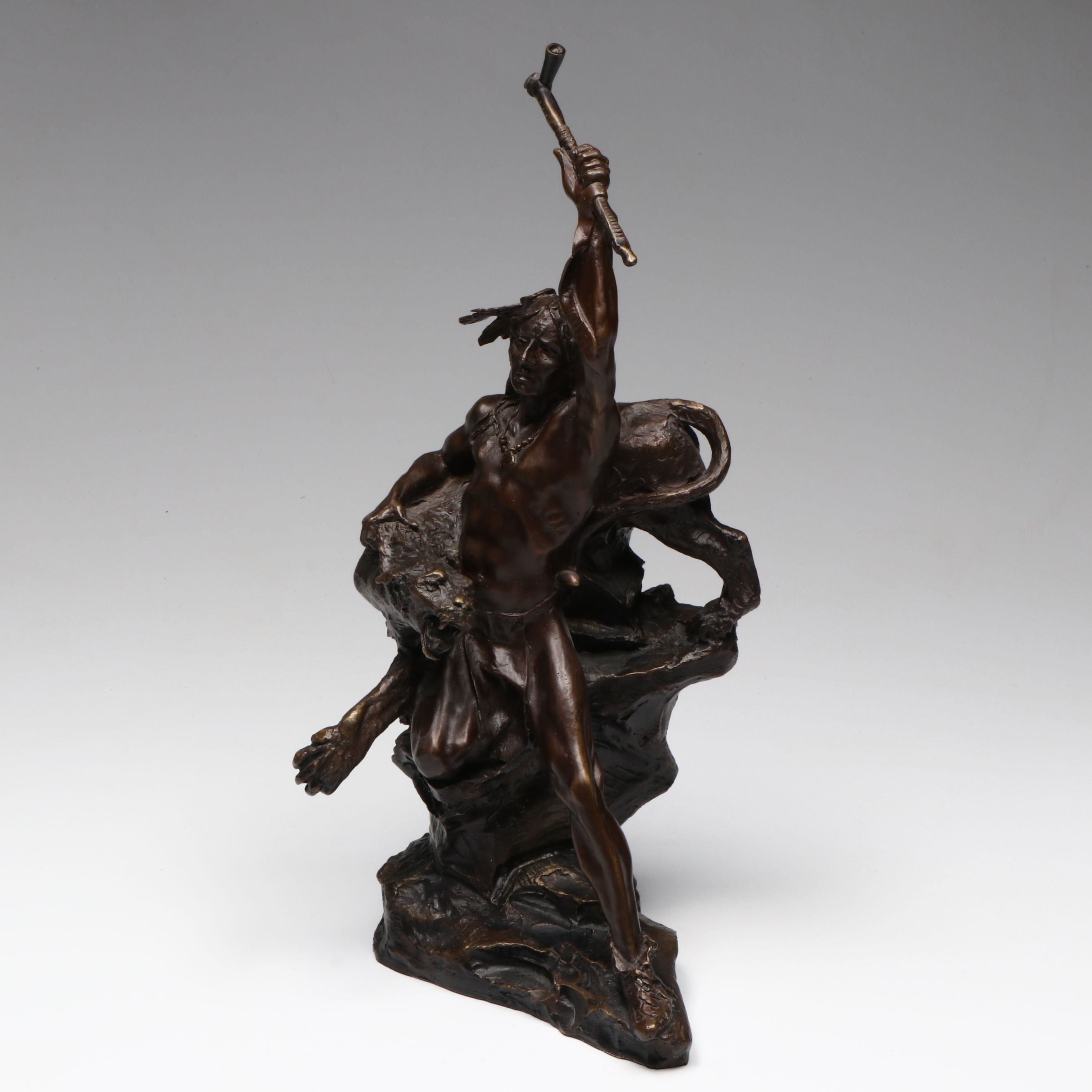 Buck McCain Native American with Mountain Lion and Ceremonial Pipe