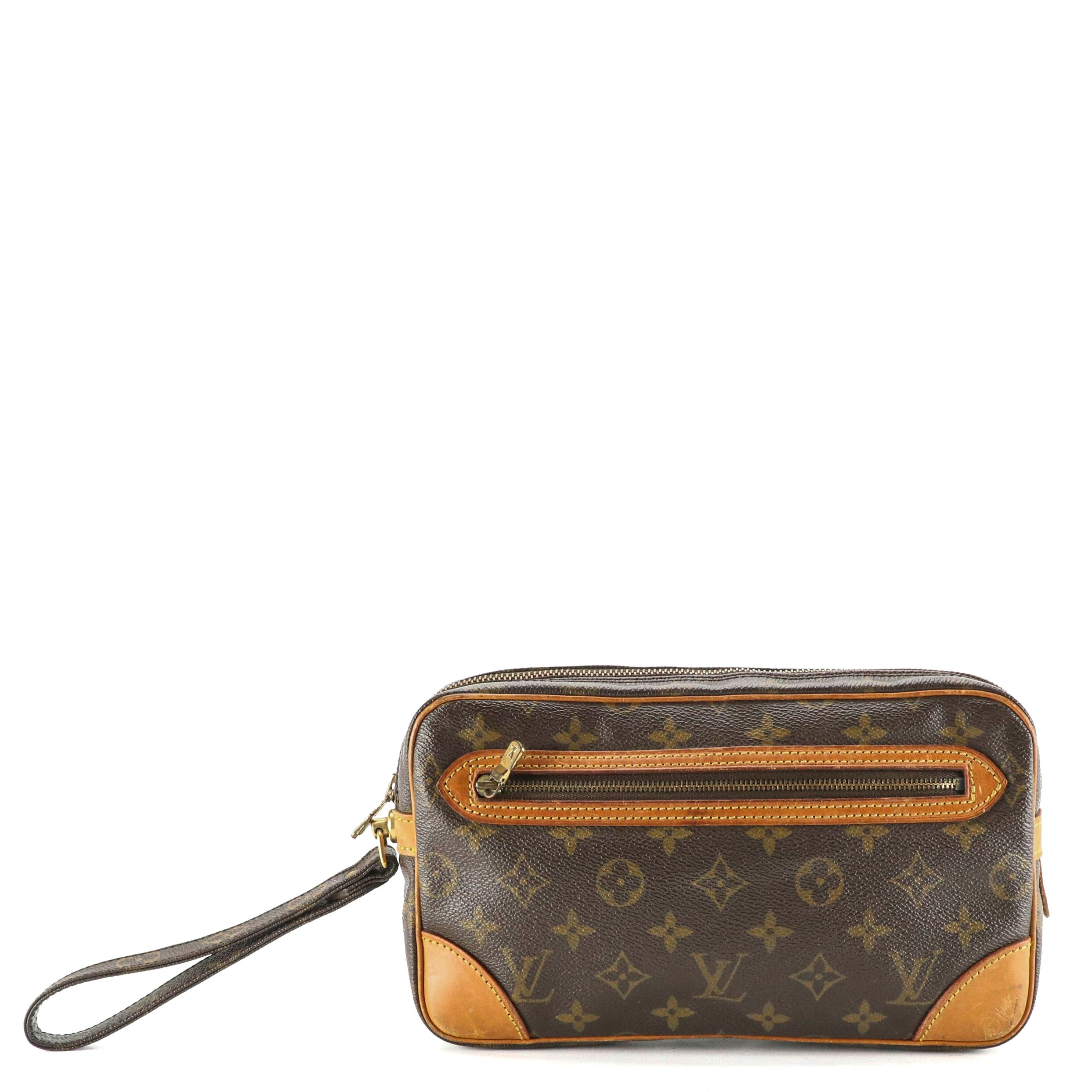 Louis Vuitton Marly Dragonne GM Wristlet in Monogram Canvas and Vachetta Leather