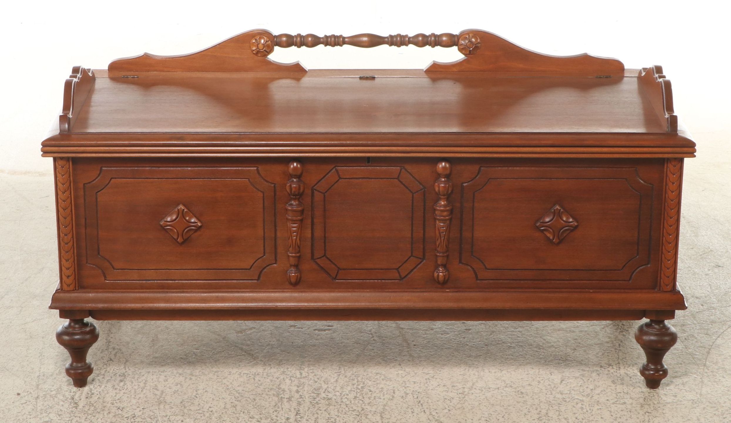 Jacobean Style Wooden Chest, Mid to Late 20th Century