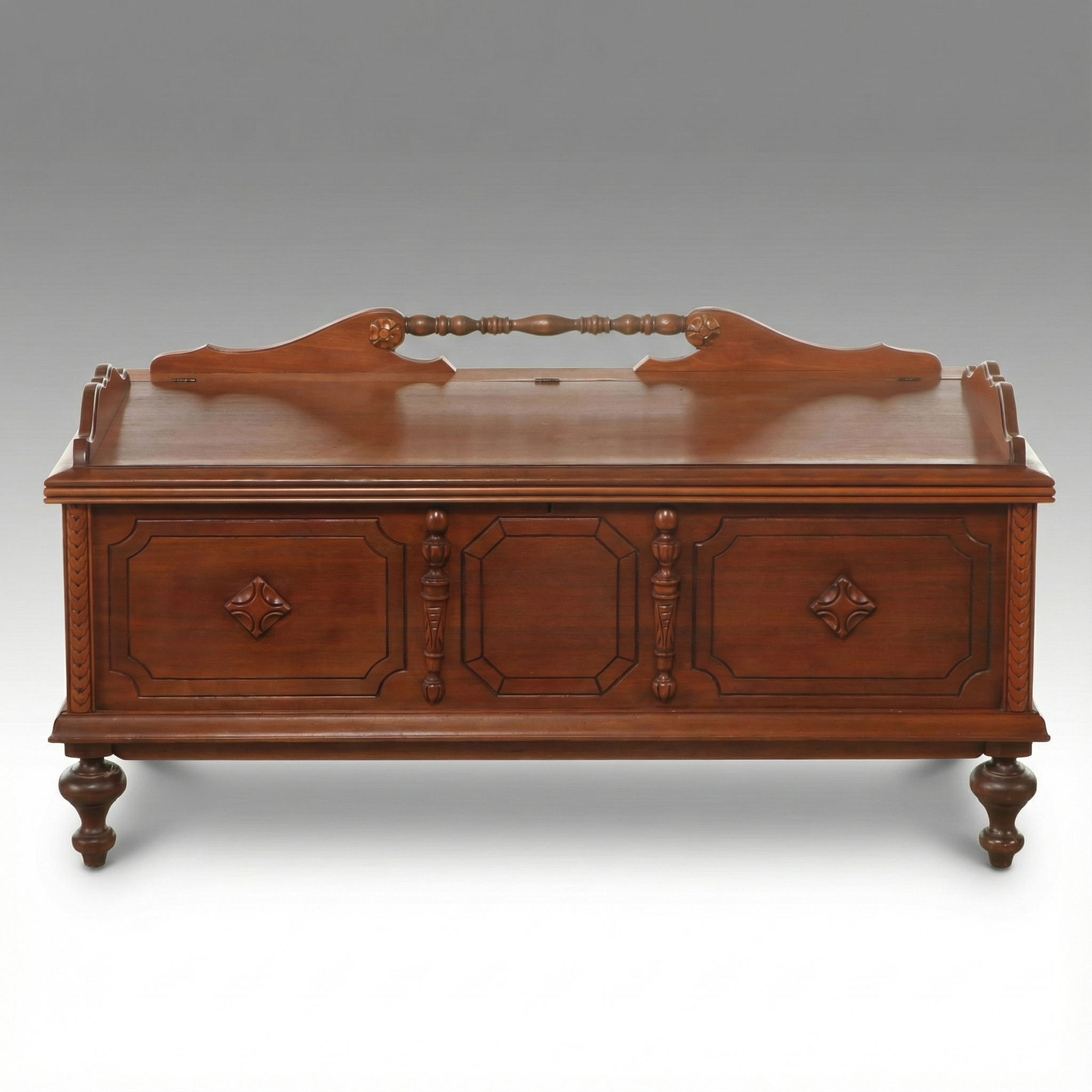 Jacobean Style Wooden Chest, Mid to Late 20th Century