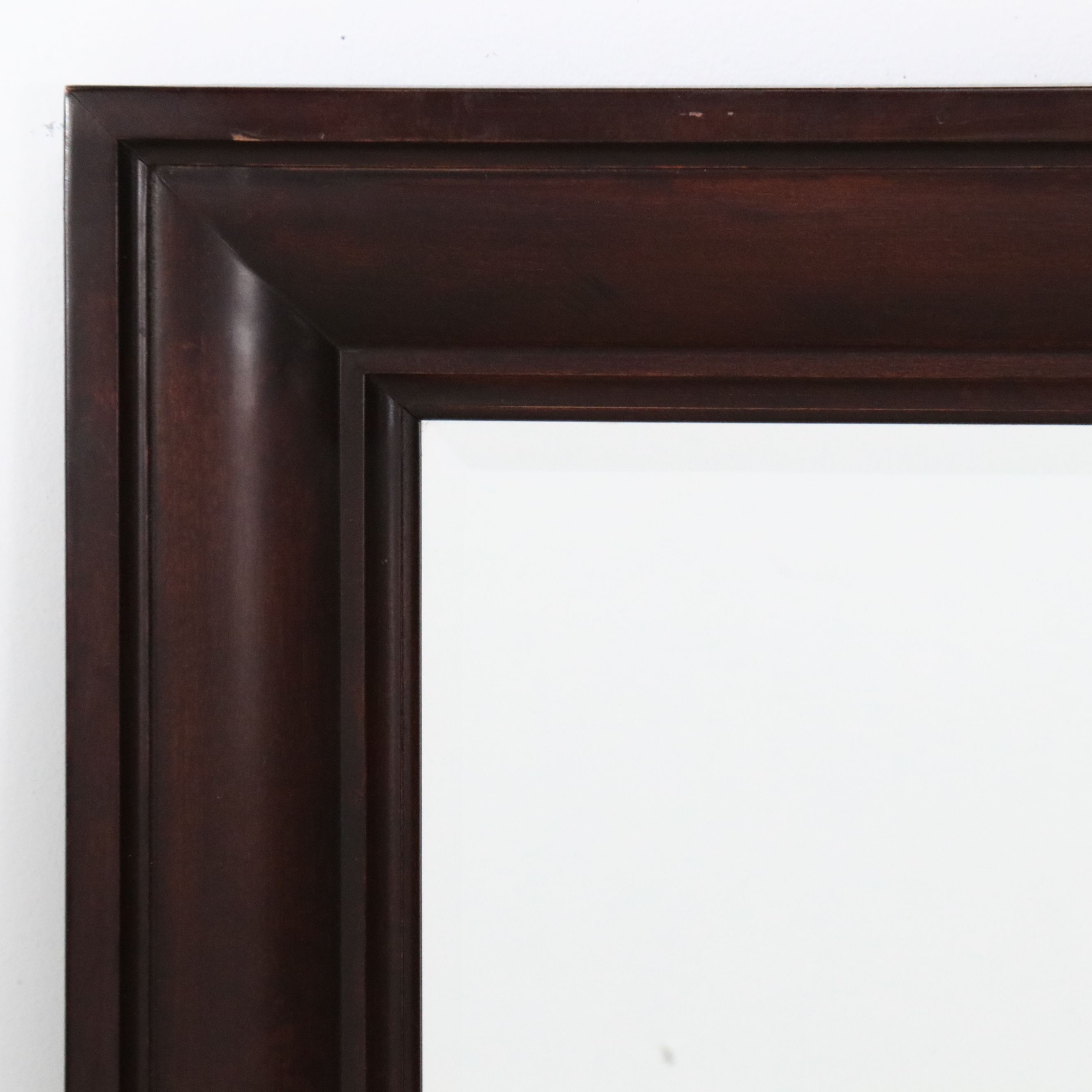 Walnut Finish Frame Rectangular Wall Mirror