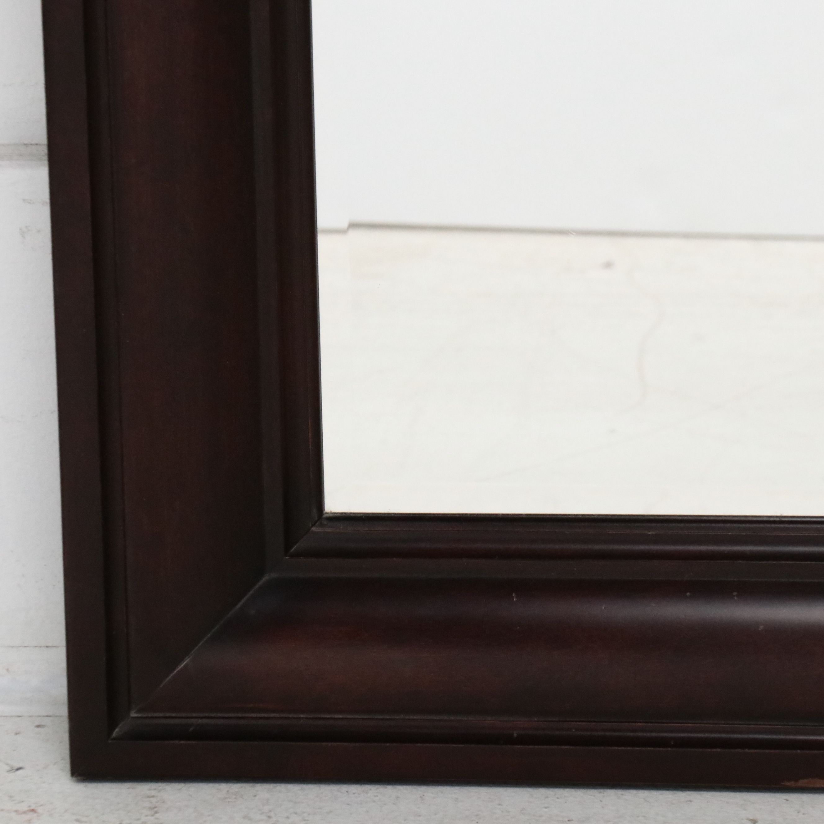 Walnut Finish Frame Rectangular Wall Mirror